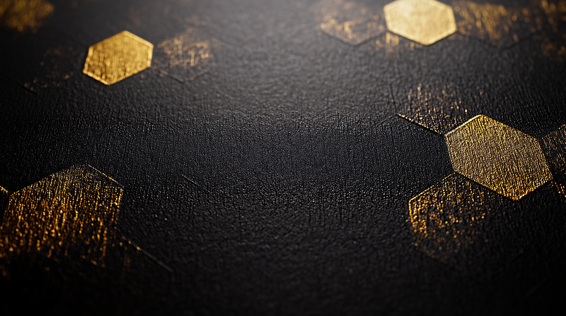 Golden Hexagon Pattern On Black