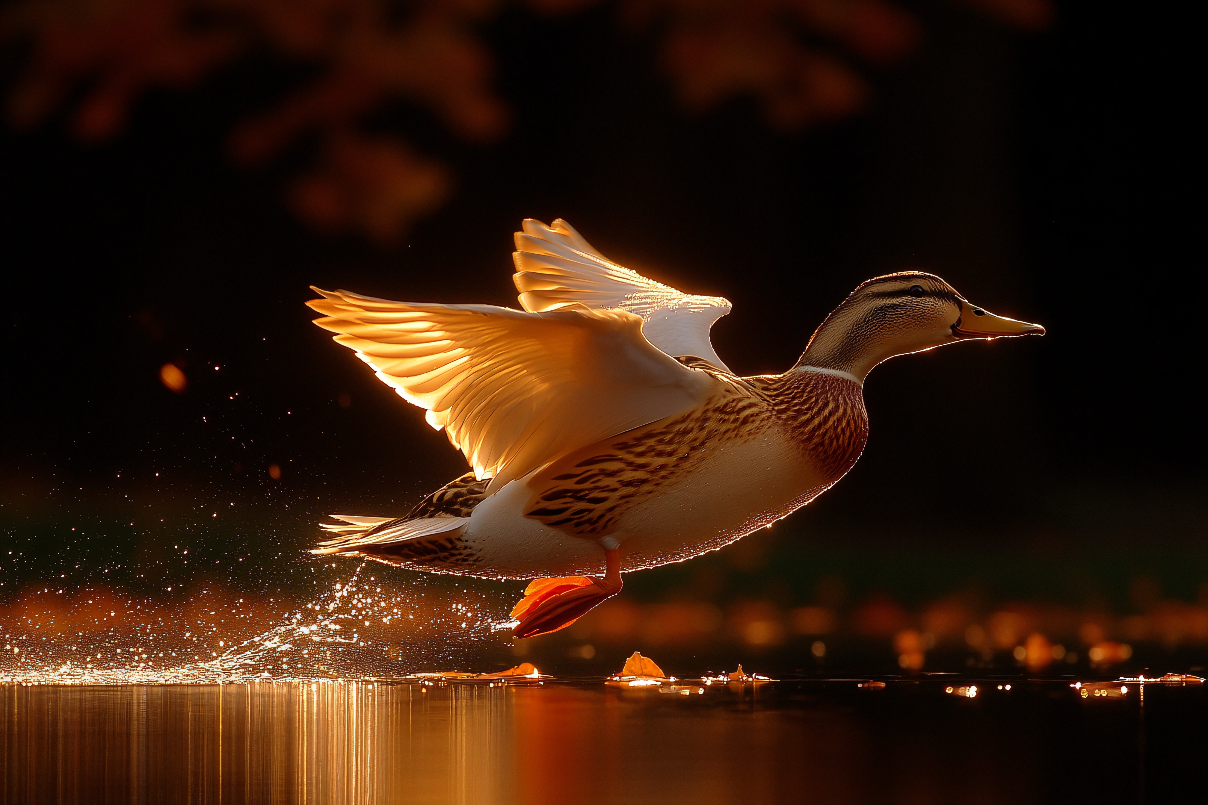 Golden Hour Duck Takeoff