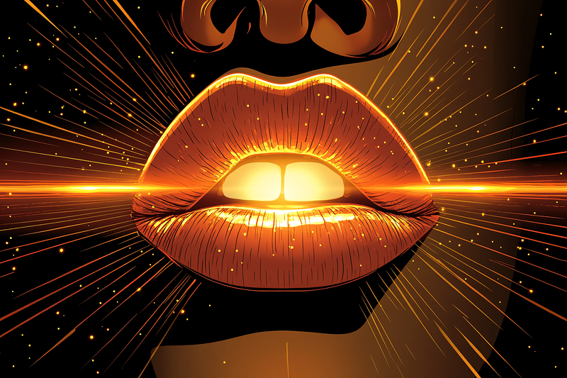 Golden Lips with Radiant Light
