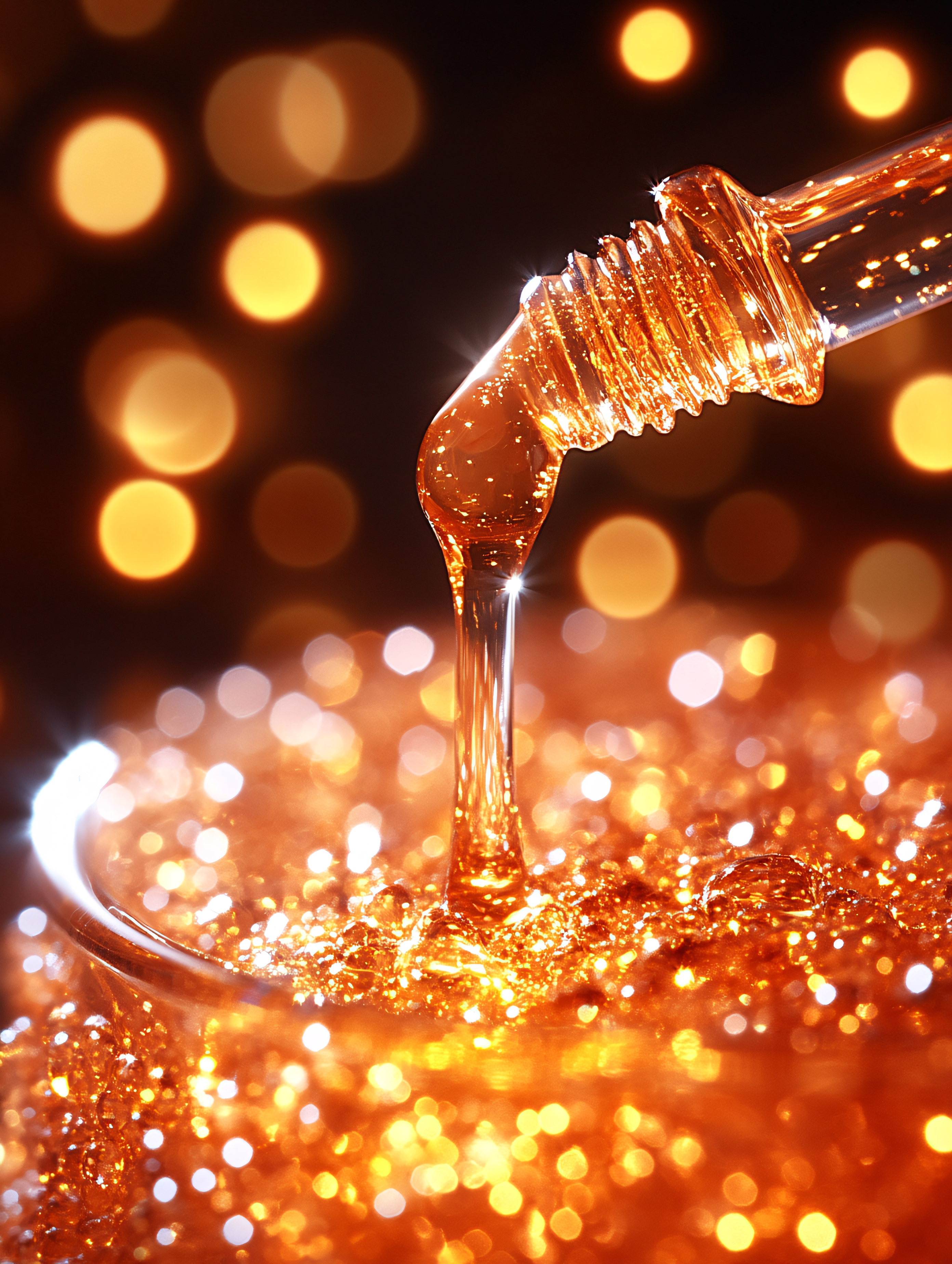 Golden Liquid Pouring Into Glass