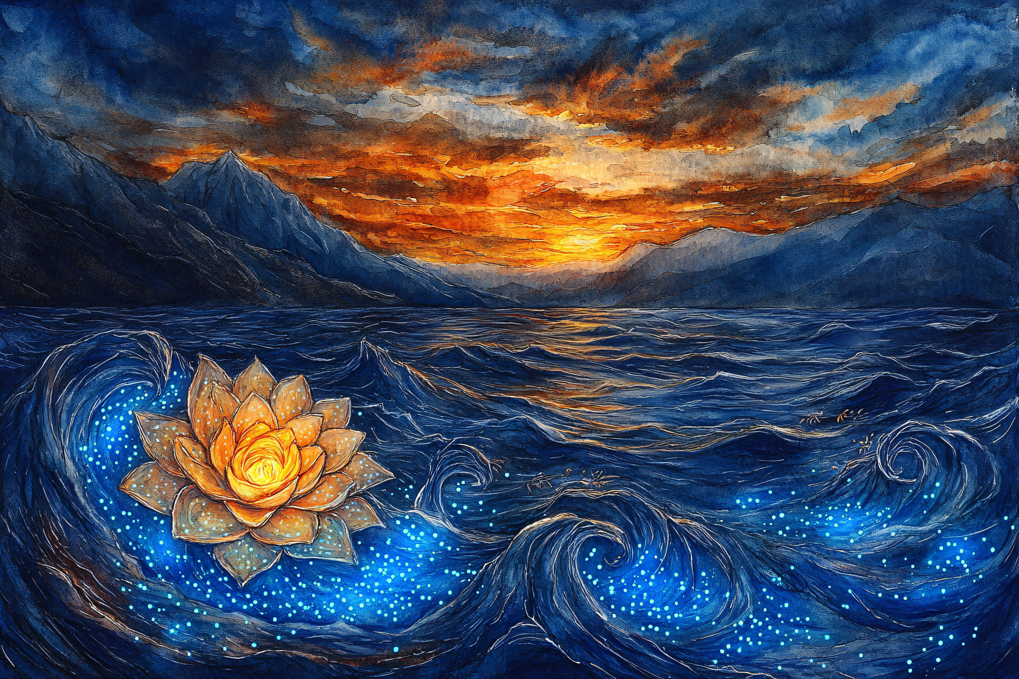Golden Lotus in Celestial Waters