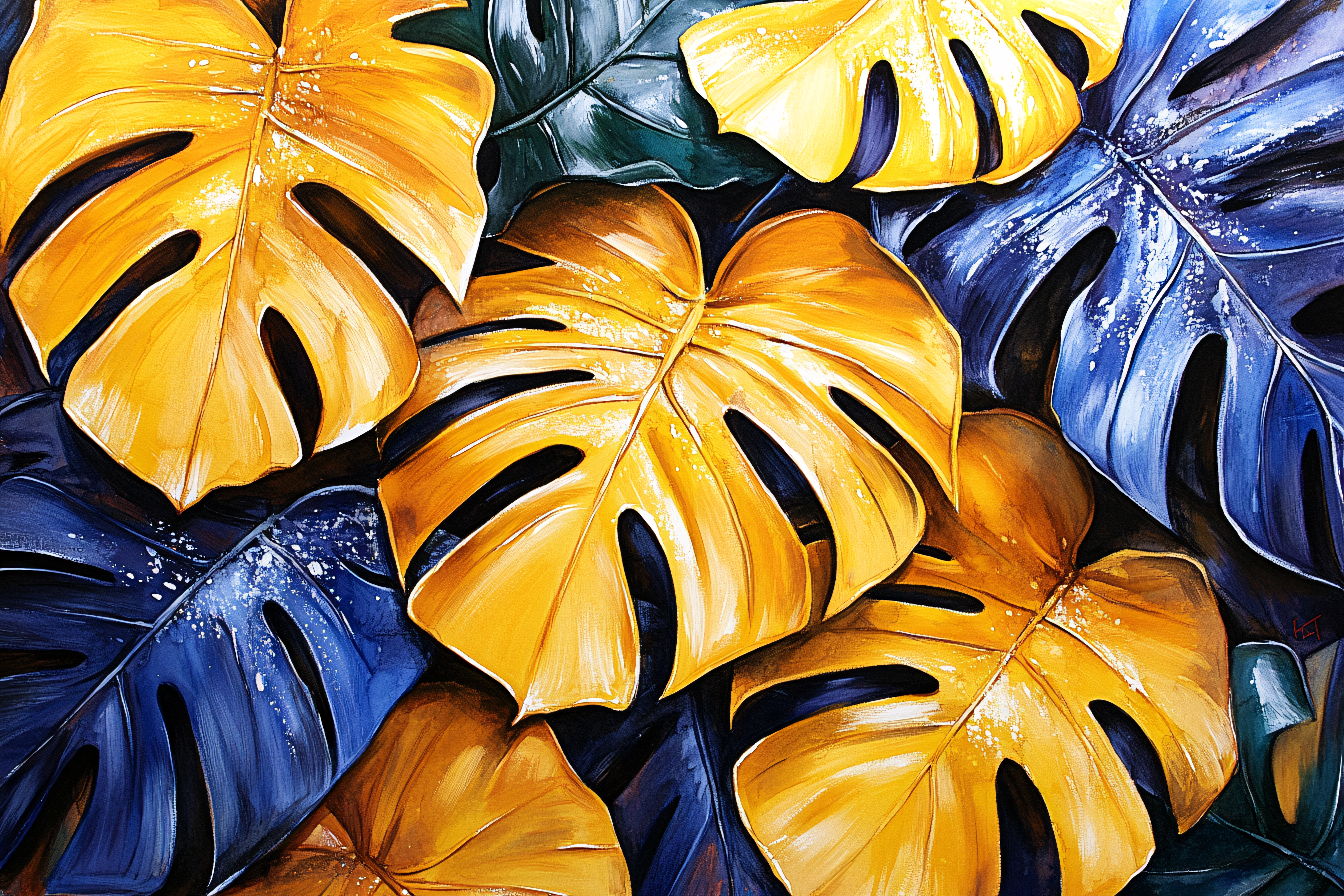 Golden Monstera Leaves