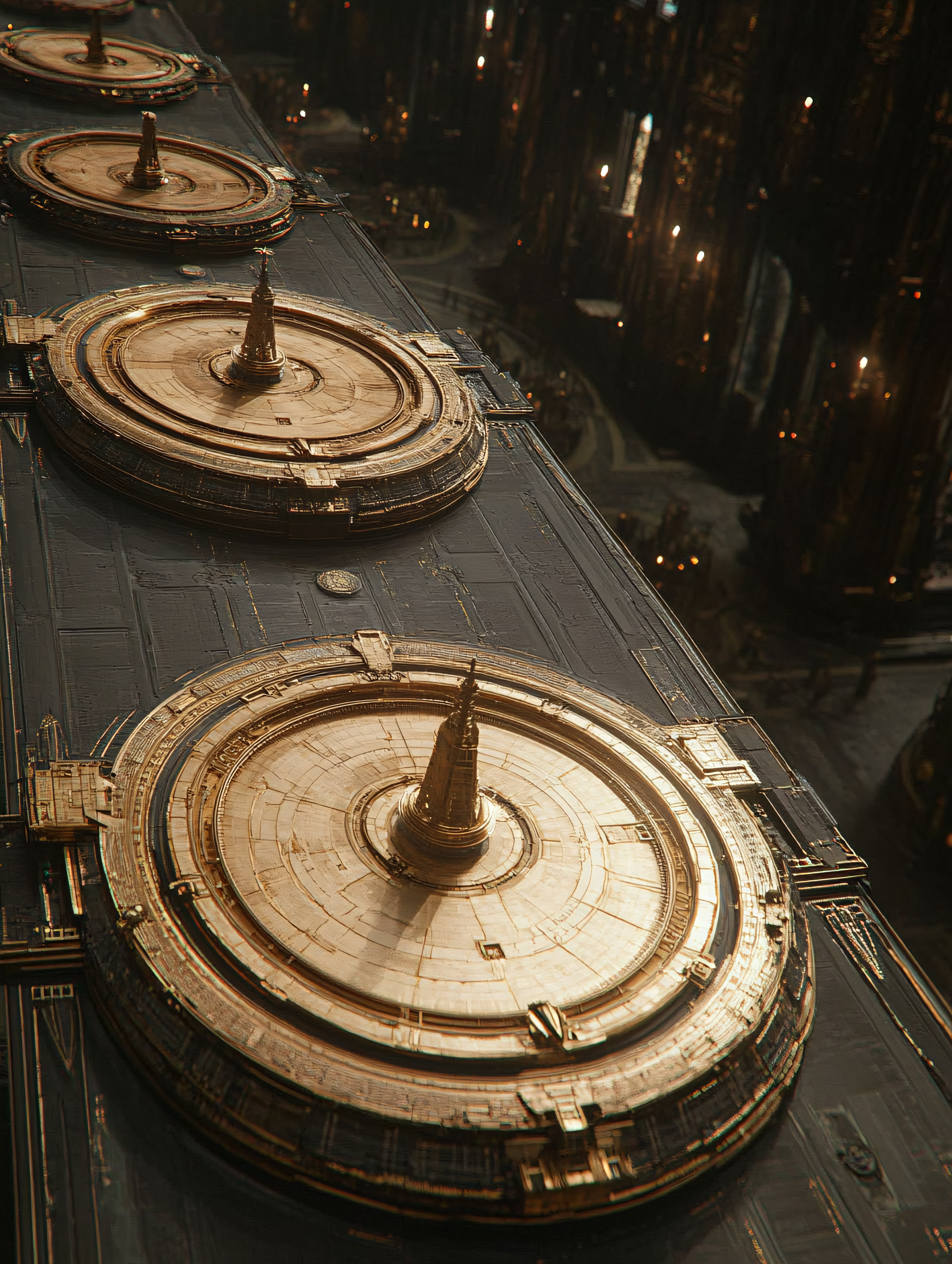 Golden Orbs on Dark Platform