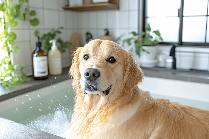 Golden Retriever Bath Time