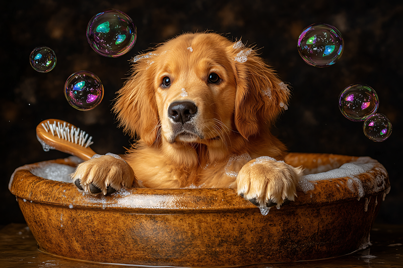 Golden Retriever Puppy Bath Time
