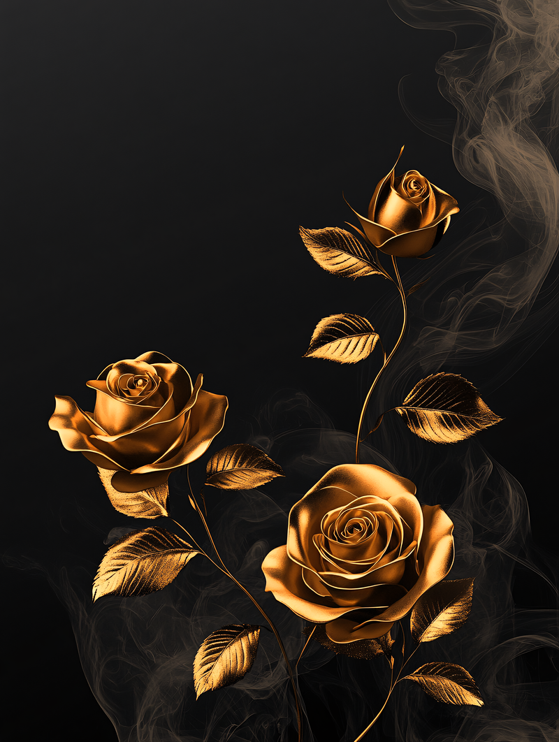 Golden Roses on Black