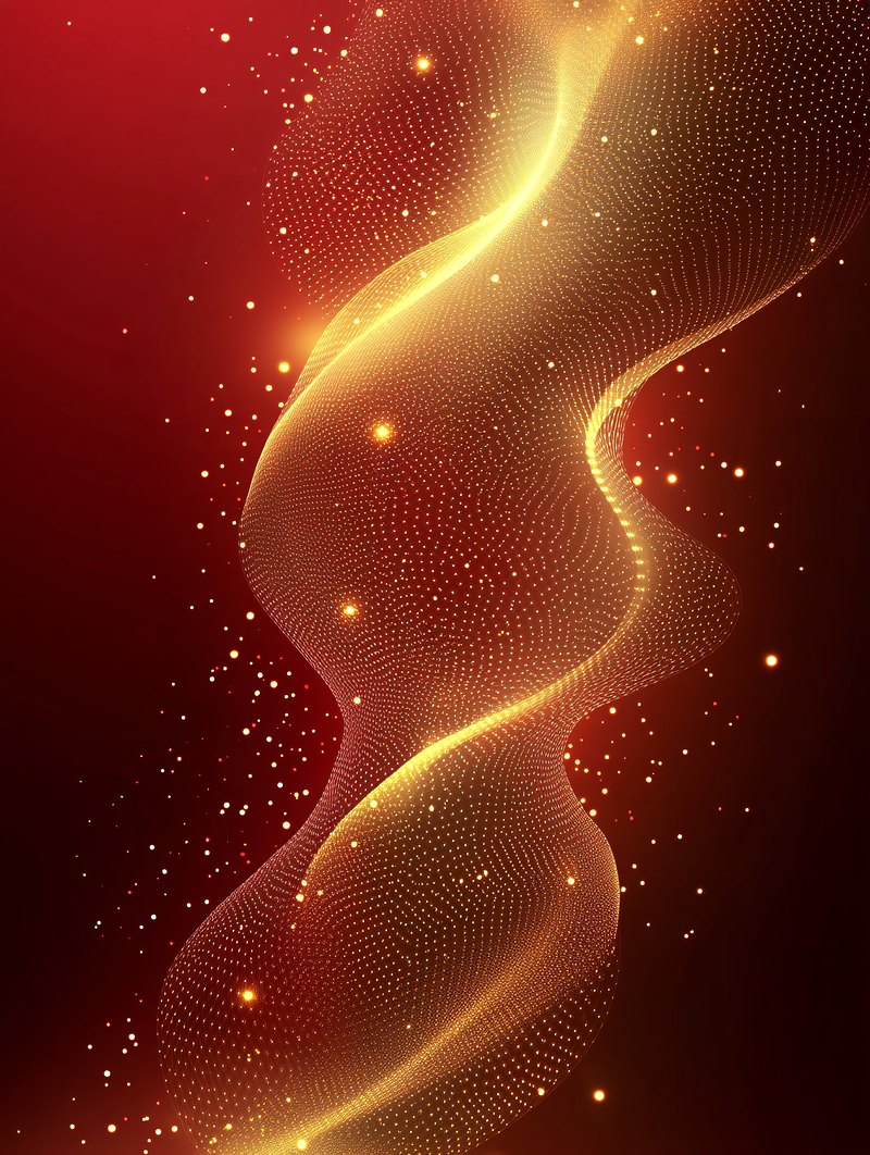 Golden Wave Of Light Particles