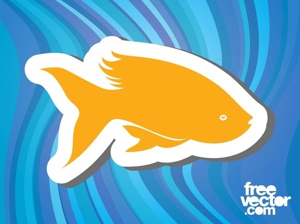 Goldfish Sticker Free Vector