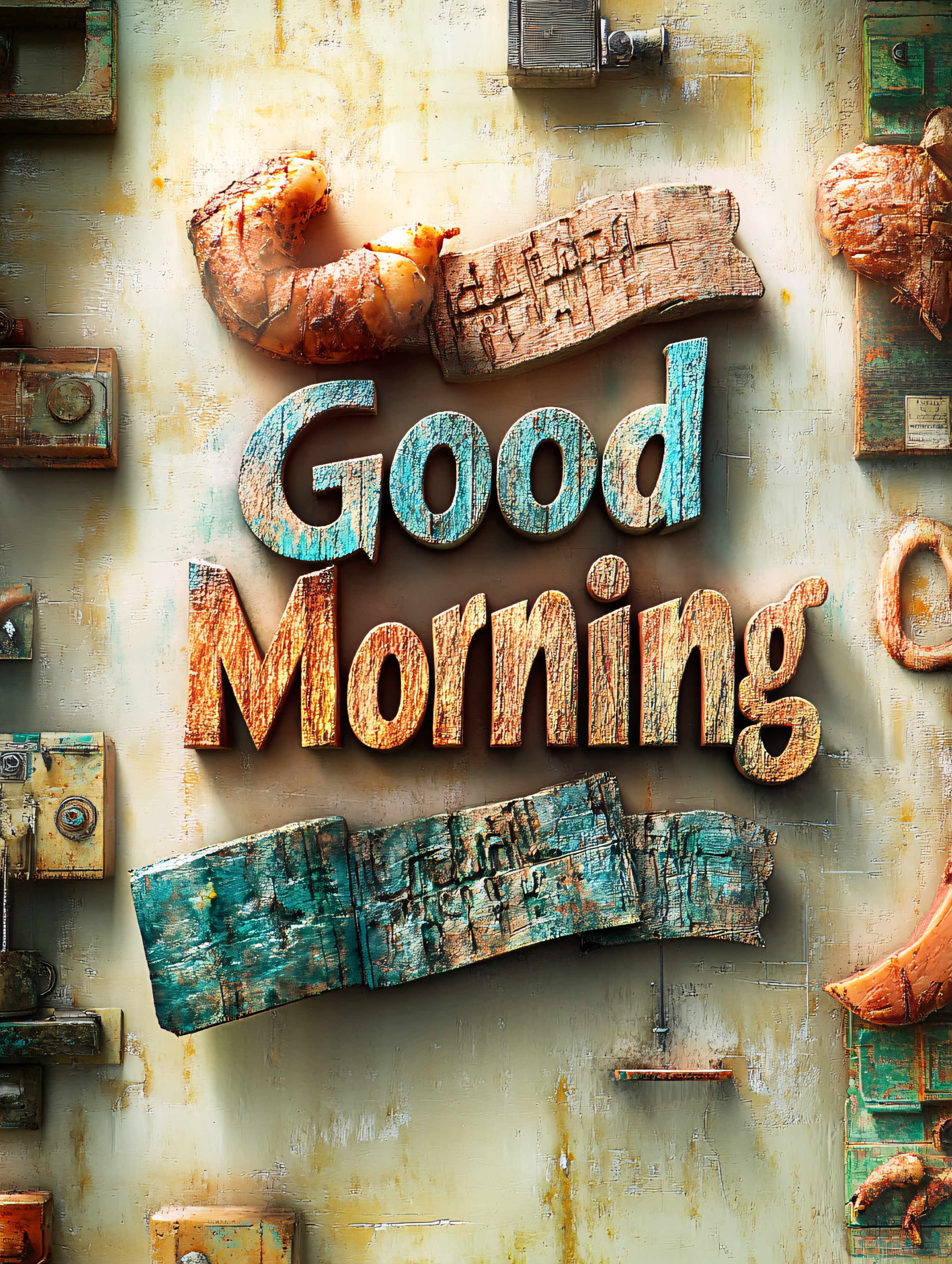 Good Morning Text on Rustic Wall