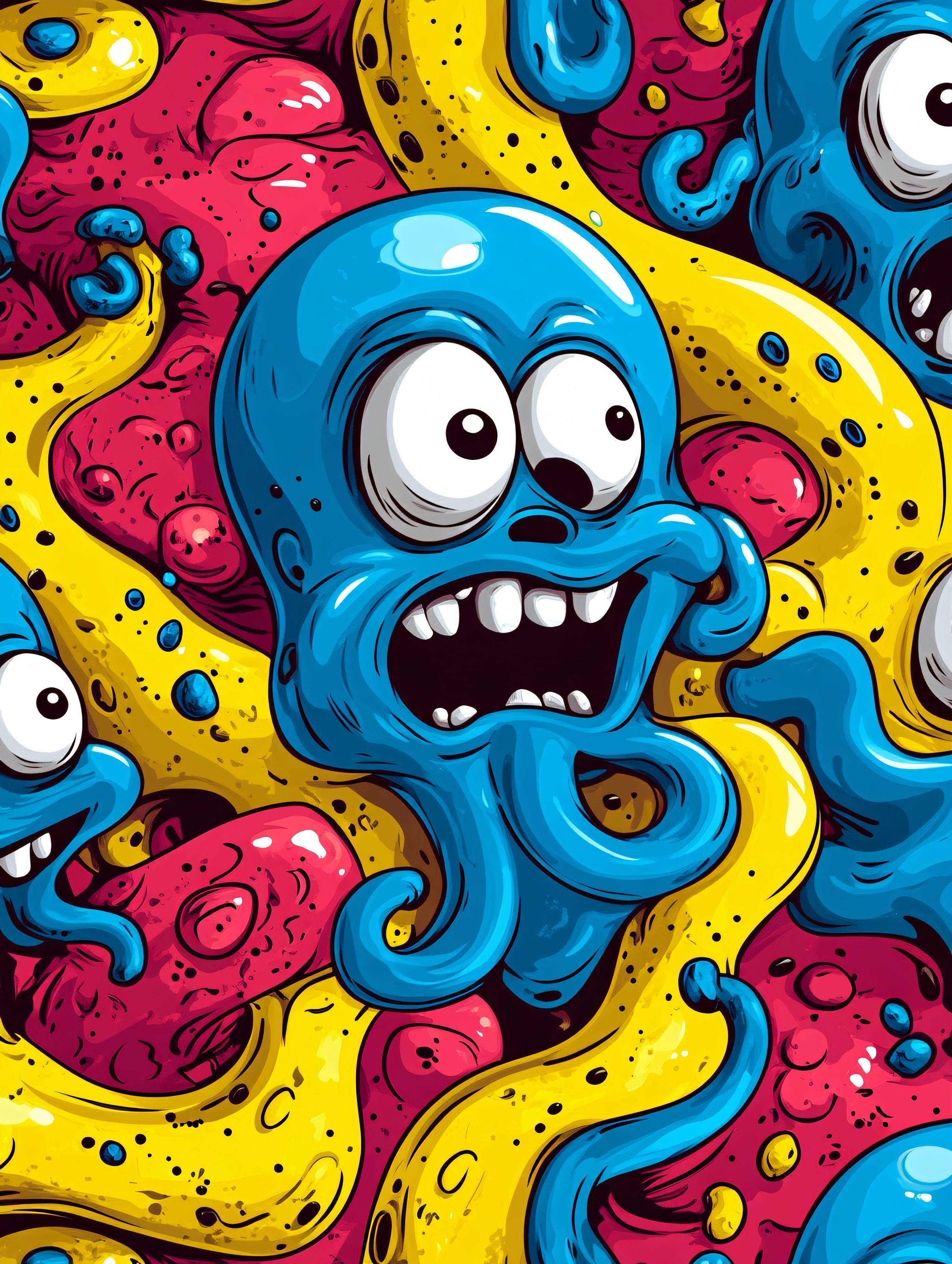 Goofy Octopus Cartoon Character Pattern