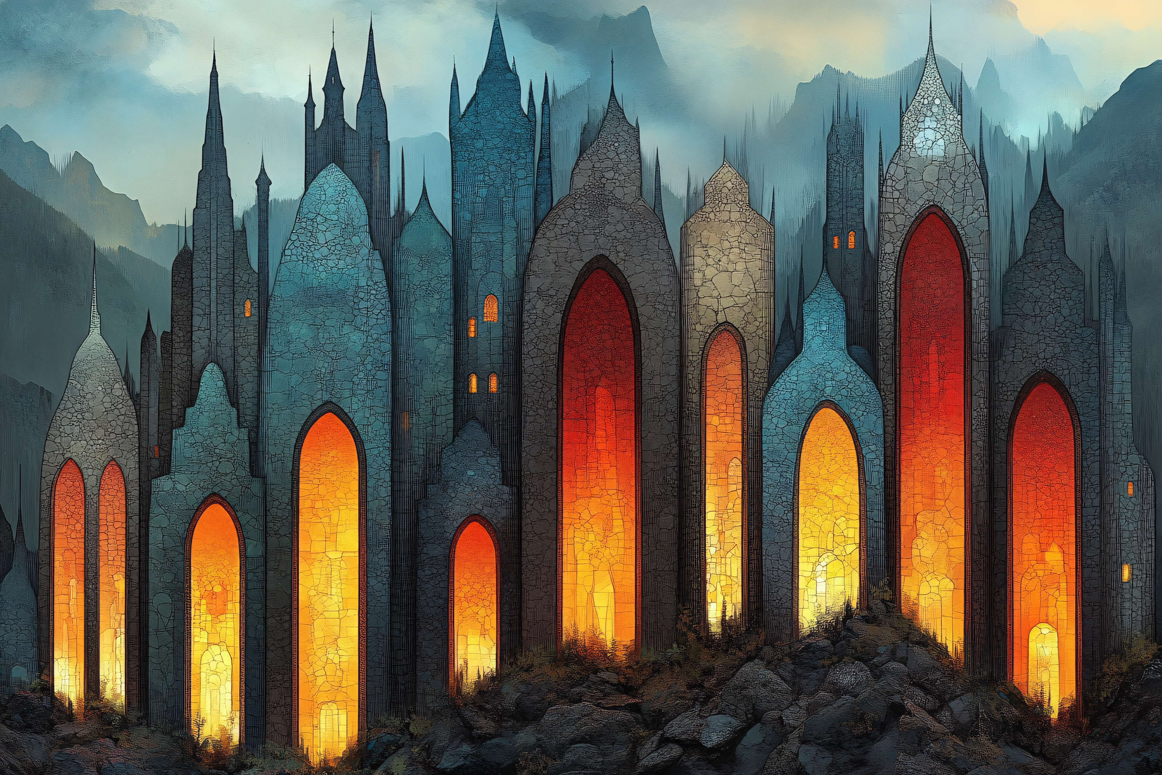 Gothic Cityscape at Dusk