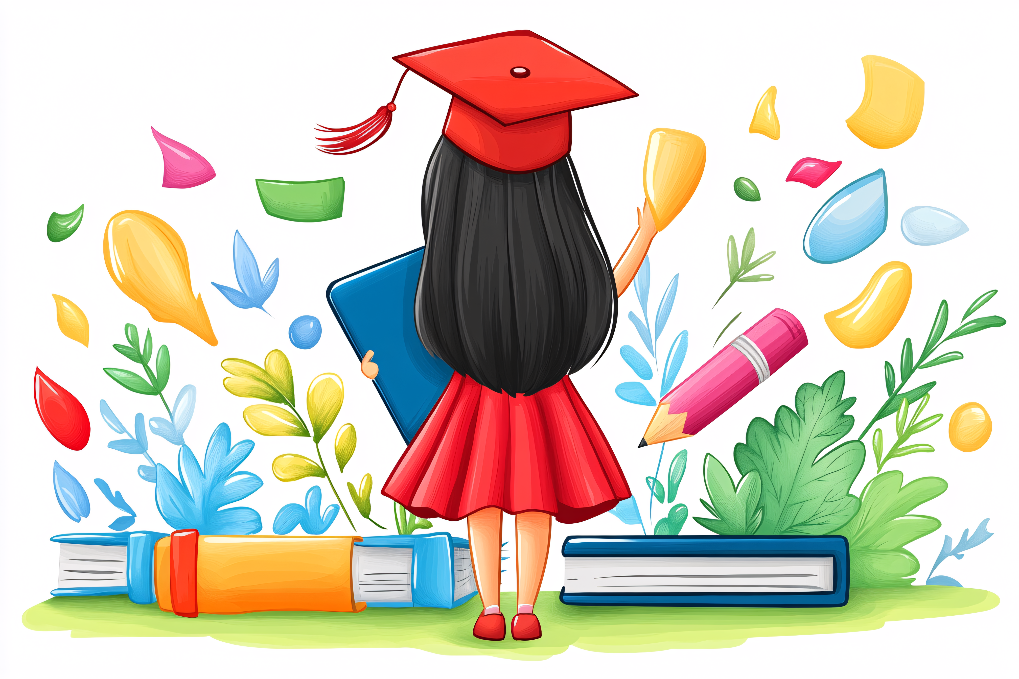 Graduate Girl With Diploma and Books