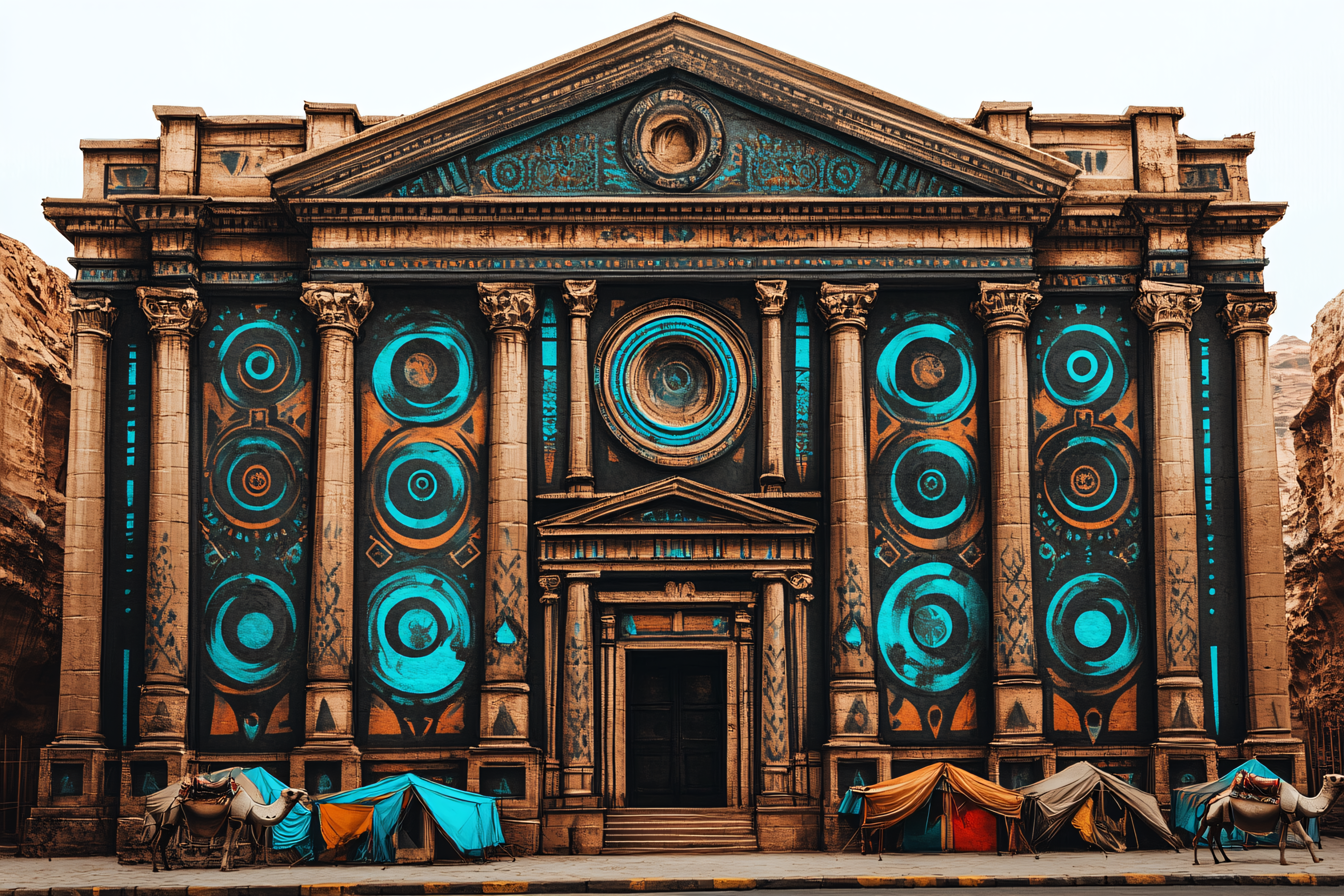 Grand Ancient Building With Colorful Patterns