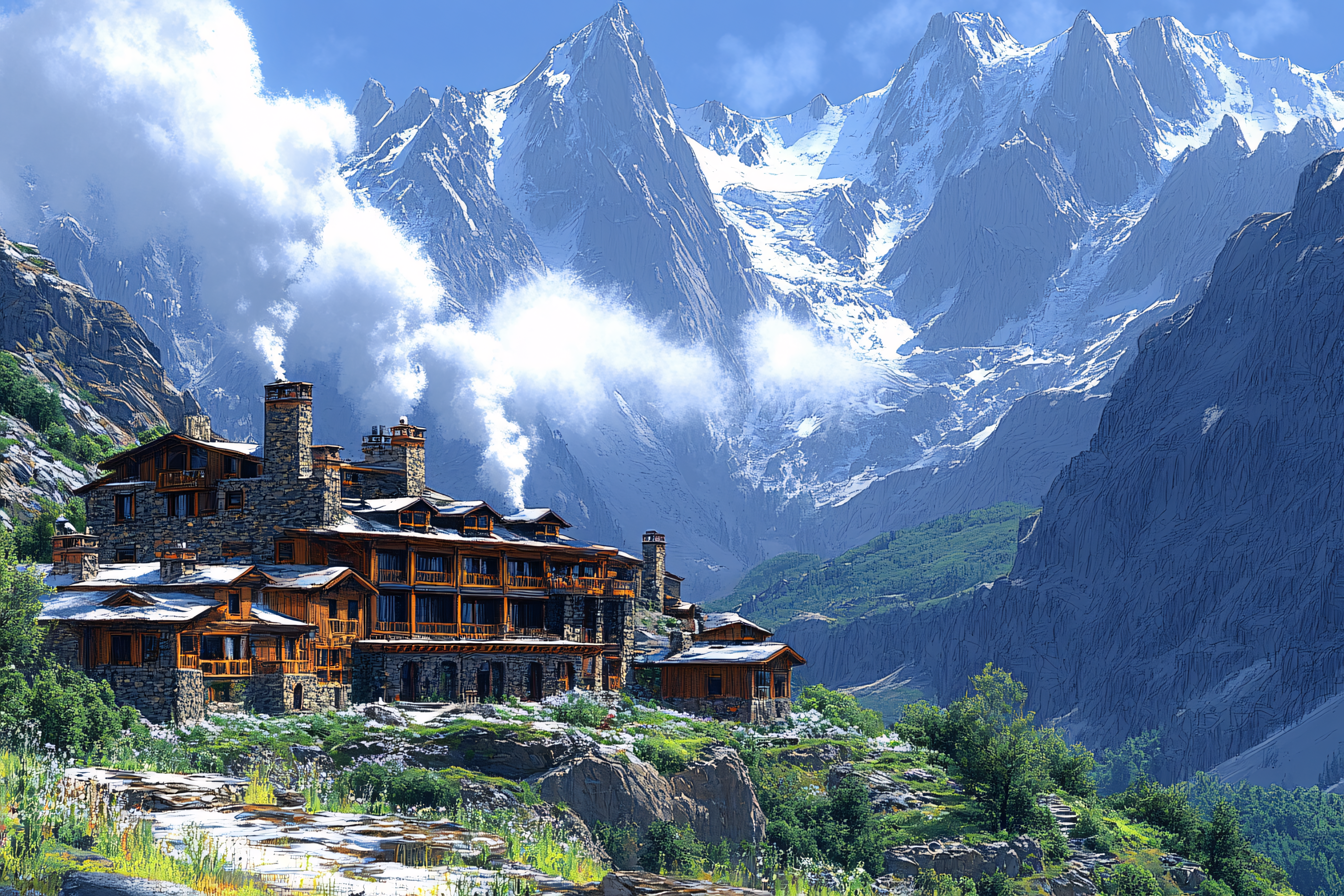 Grand Lodge in Mountainous Landscape