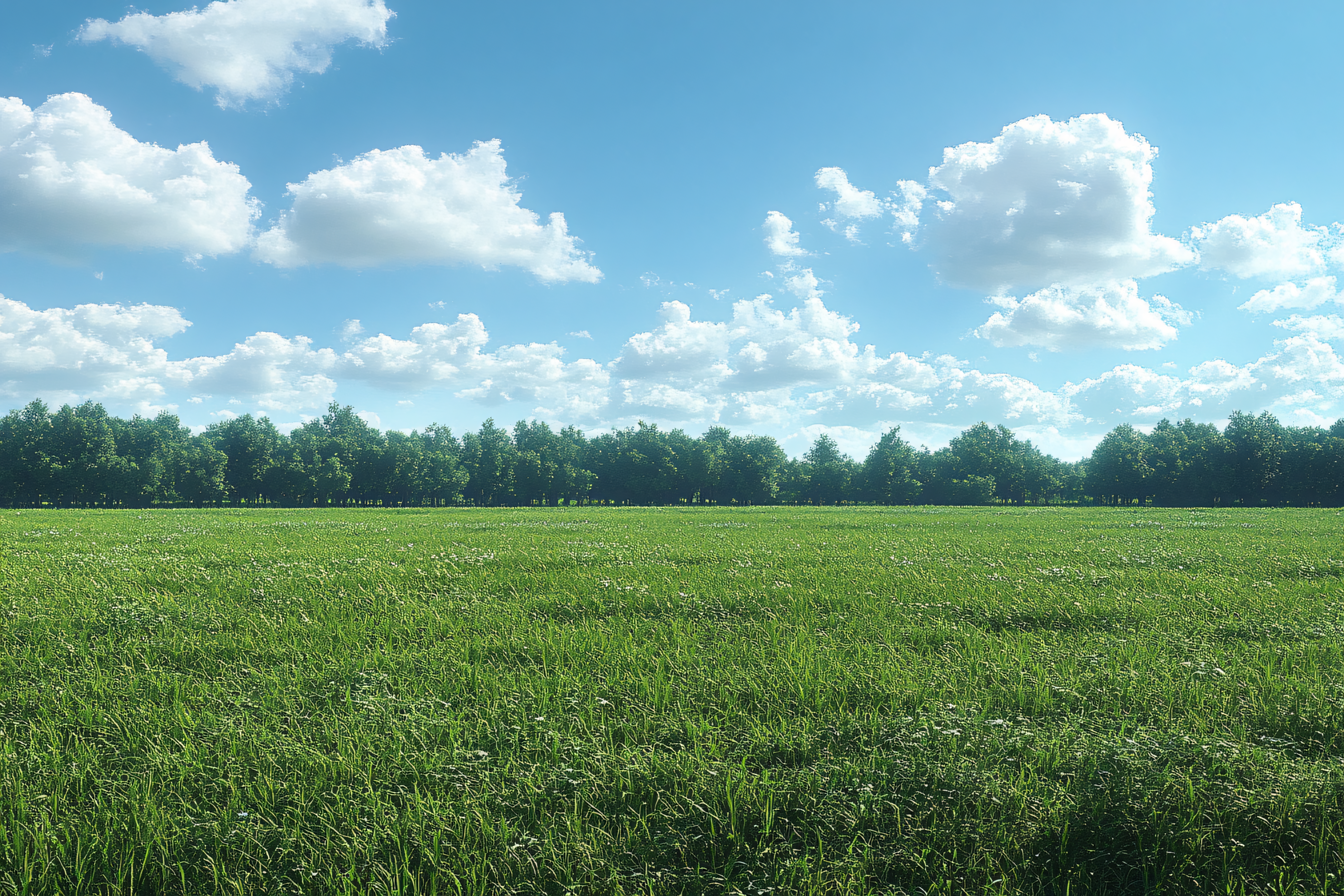 Green Field Under Blue Sky