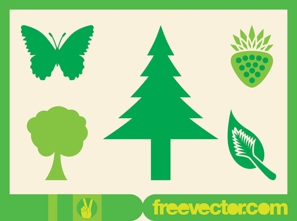 Green Nature Icons Free Vector