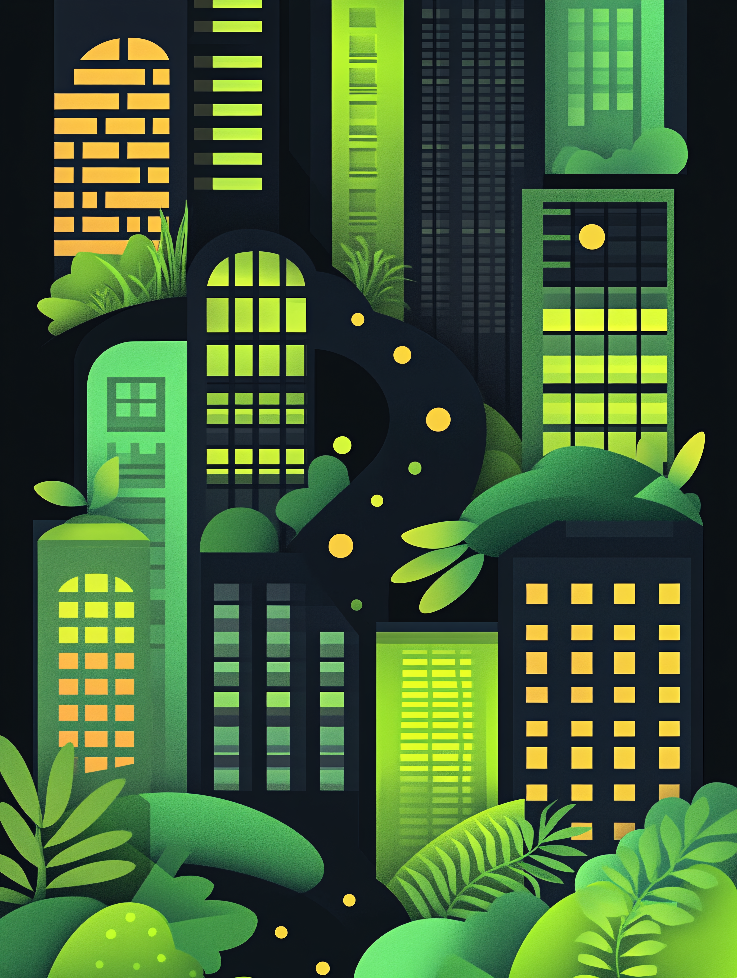 Green Urban Nightscape