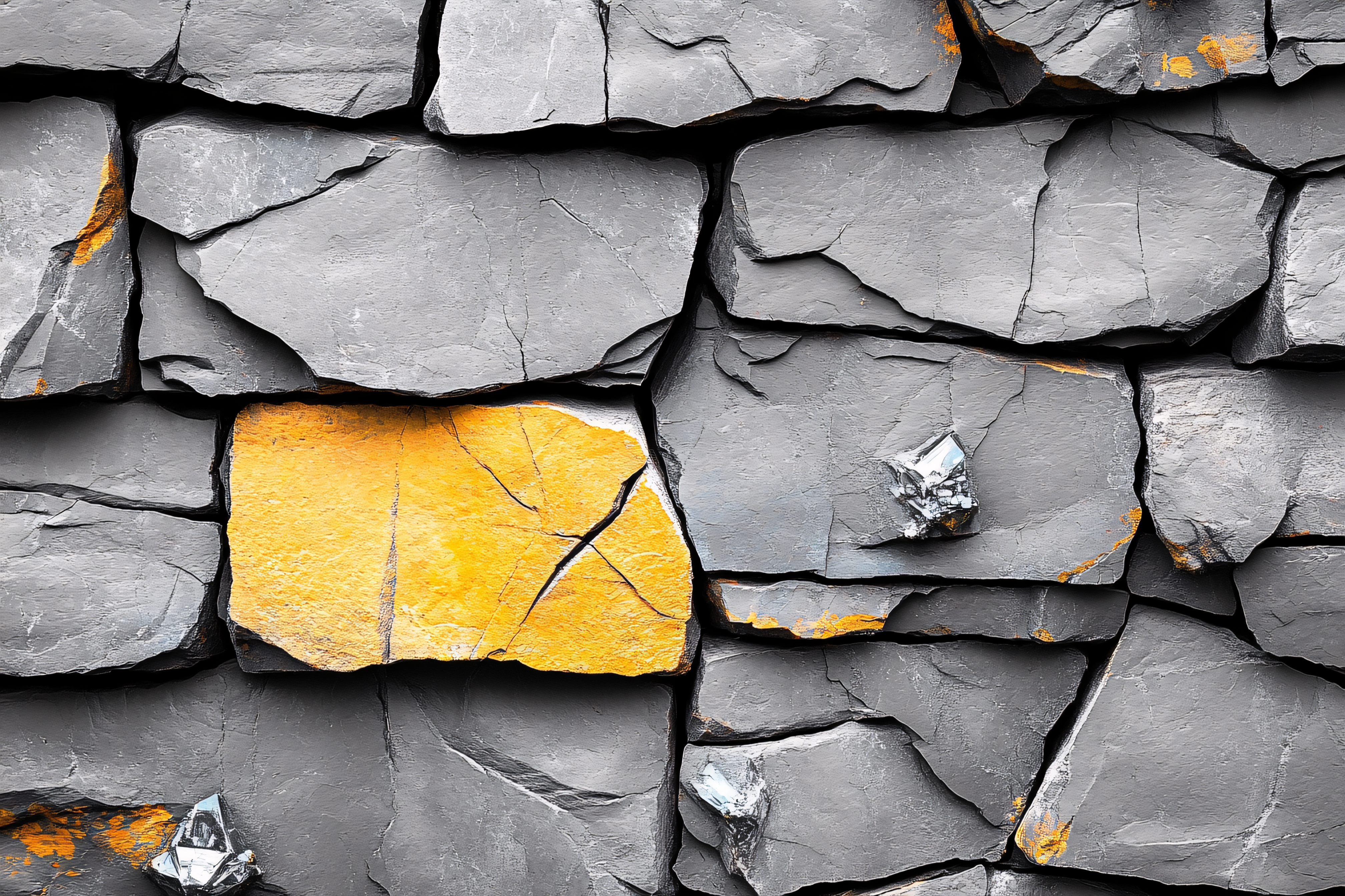 Grey and Golden Stone Wall