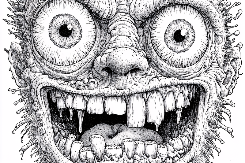 Grotesque Face Illustration