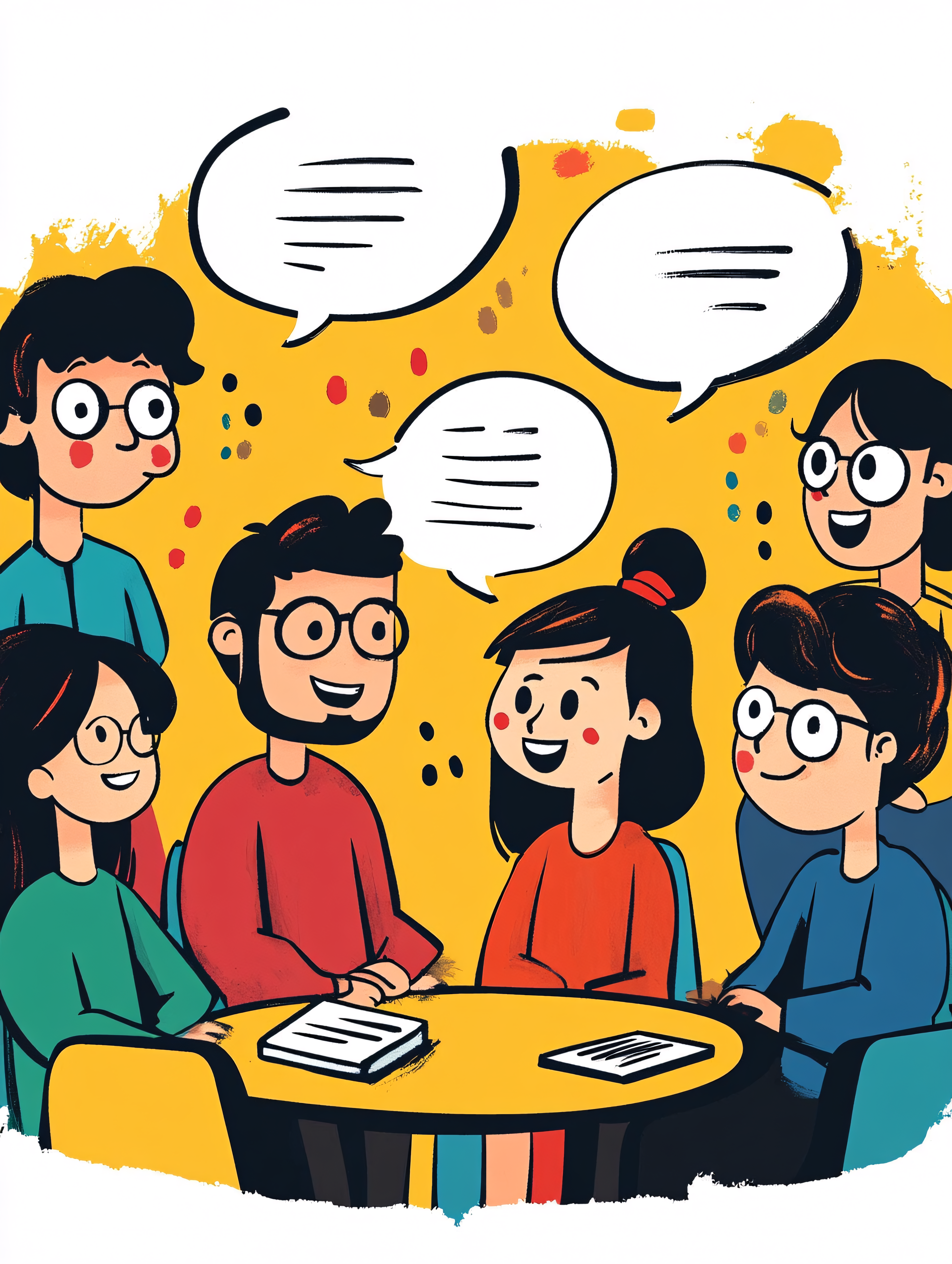 Group Discussion with Speech Bubbles