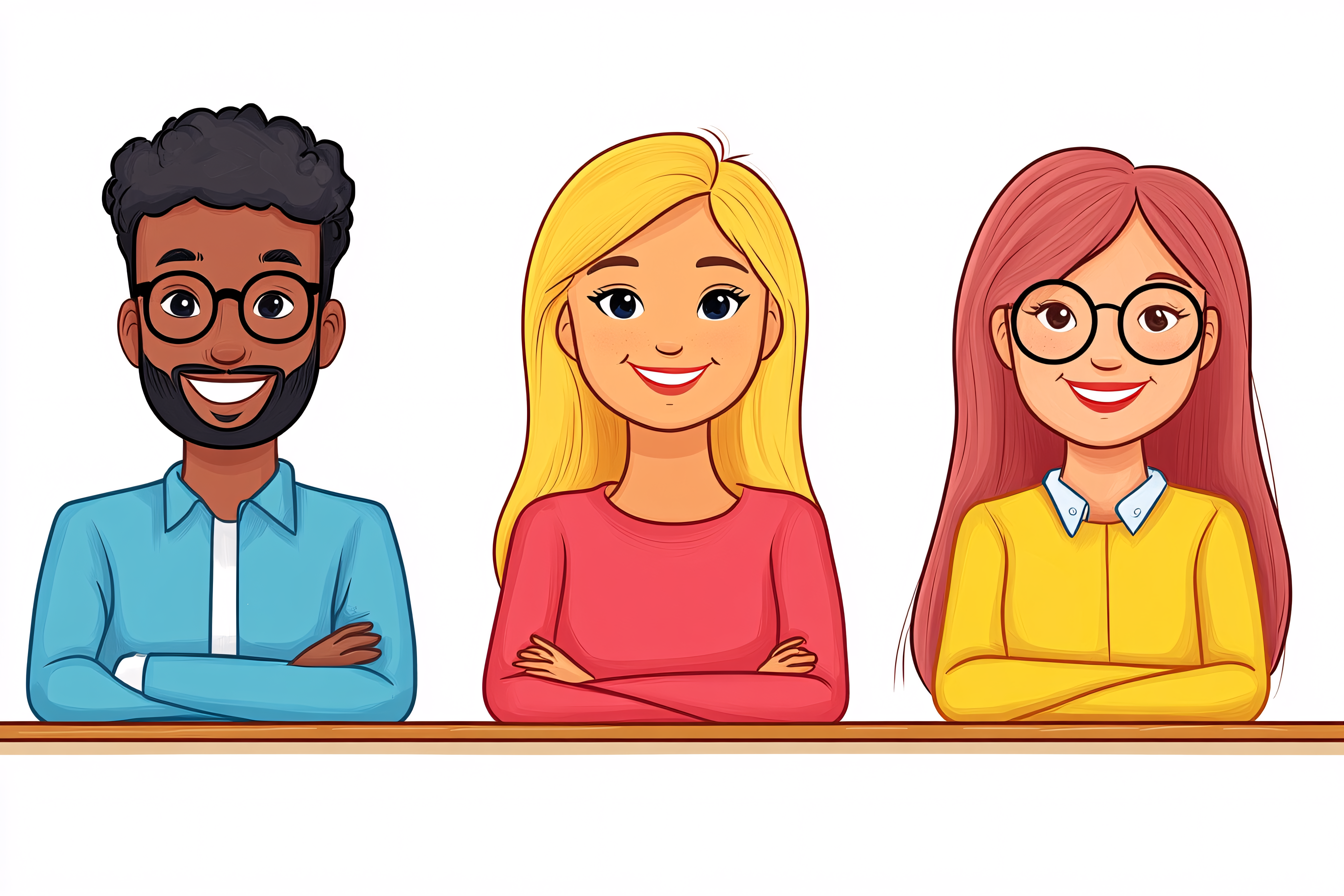 Group Of Cartoon People At Desk