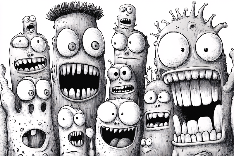 Group Of Scared Monsters