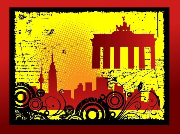 Grunge City Card Free Vector