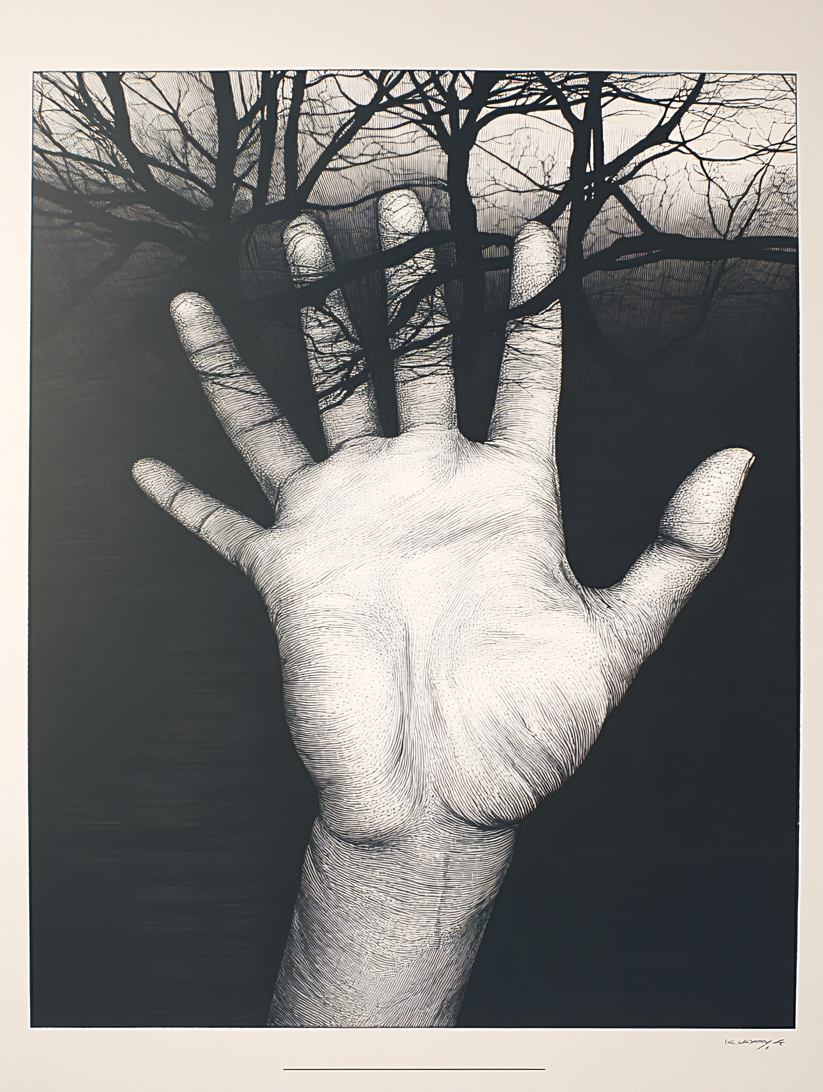 Hand And Tree Branches Drawing