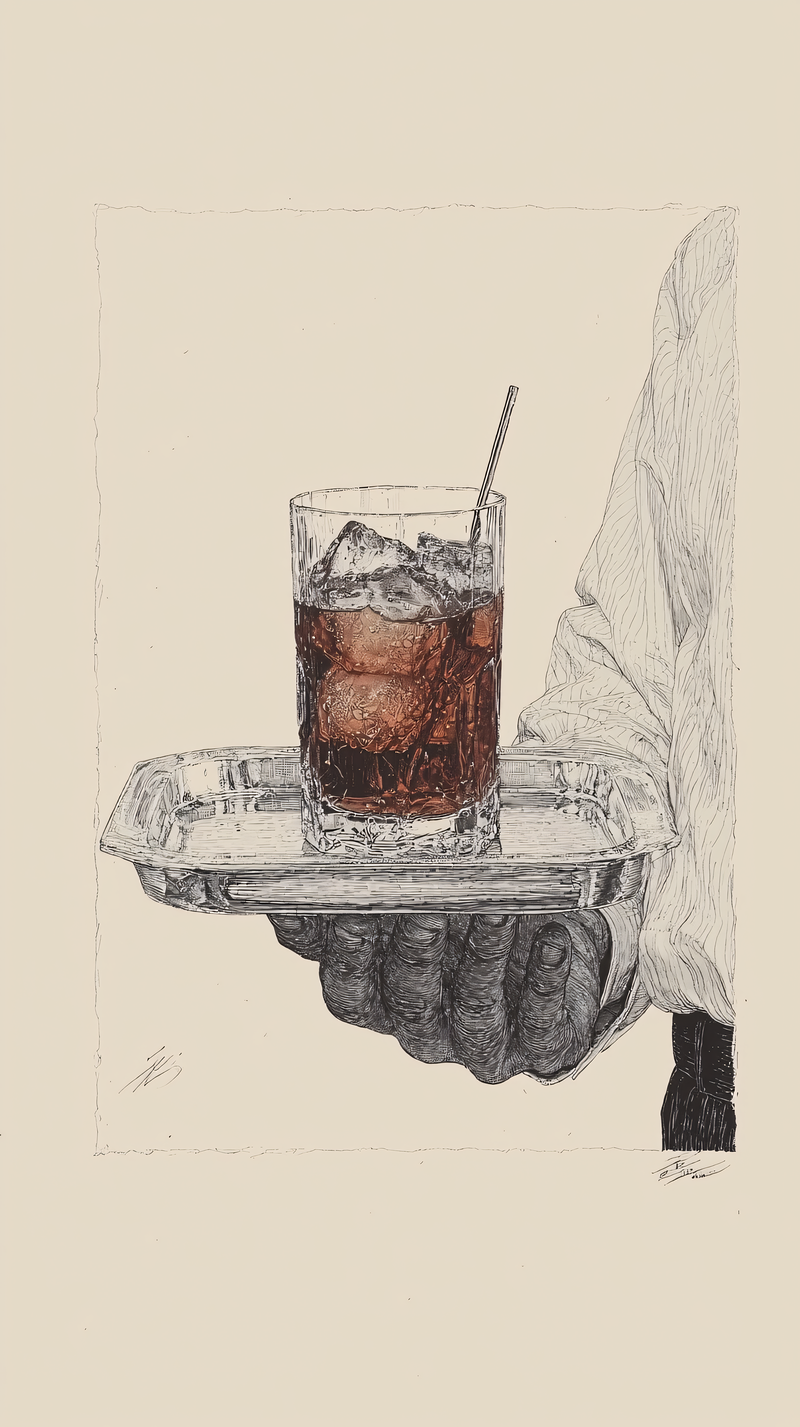 Hand Holding Tray with Drink