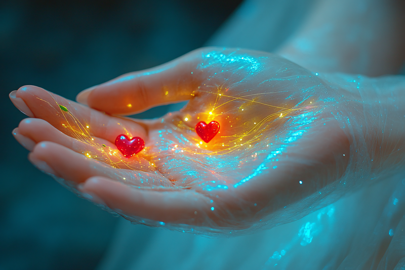 Hands Holding Hearts And Sparkles