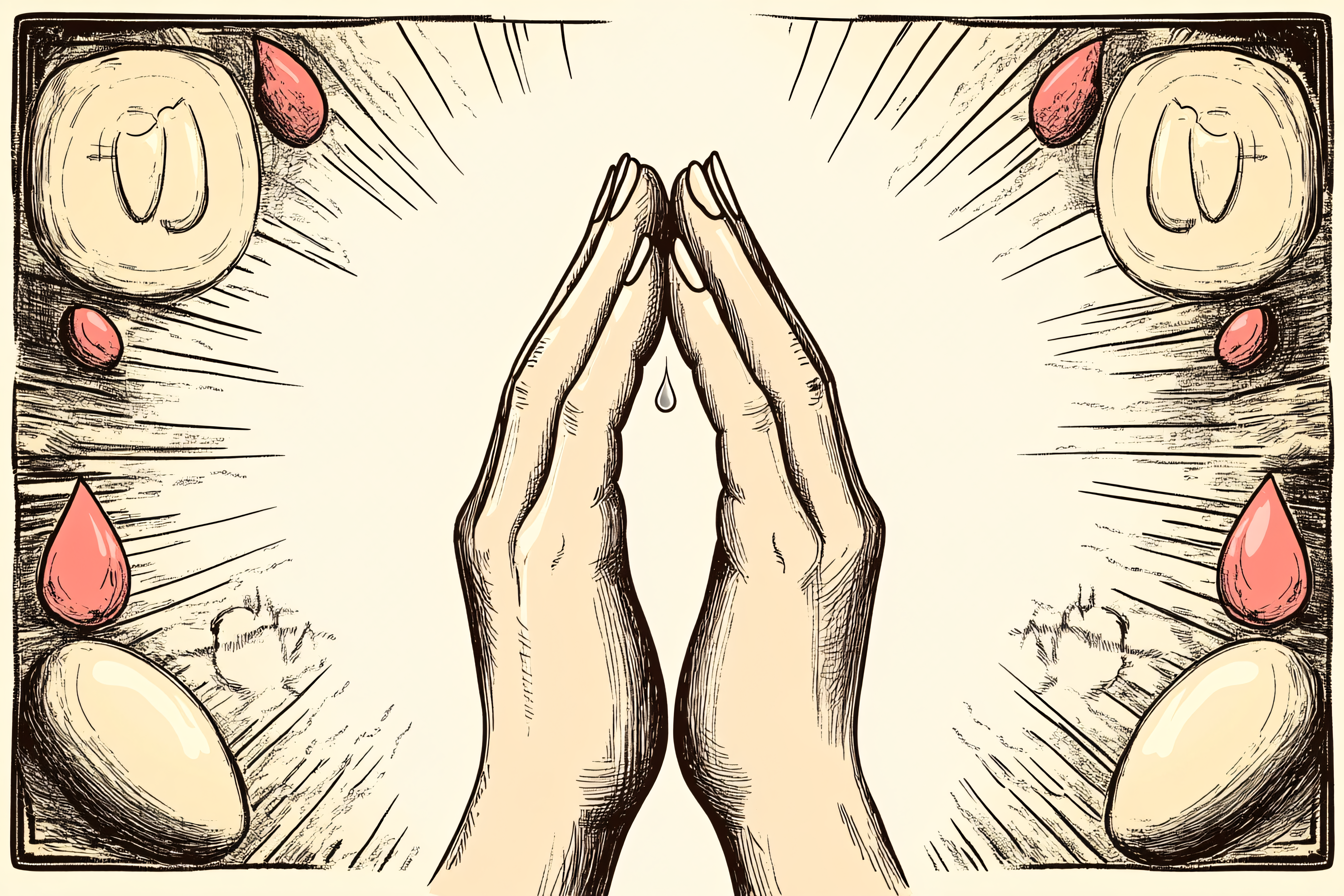 Hands in Prayer with Teardrop