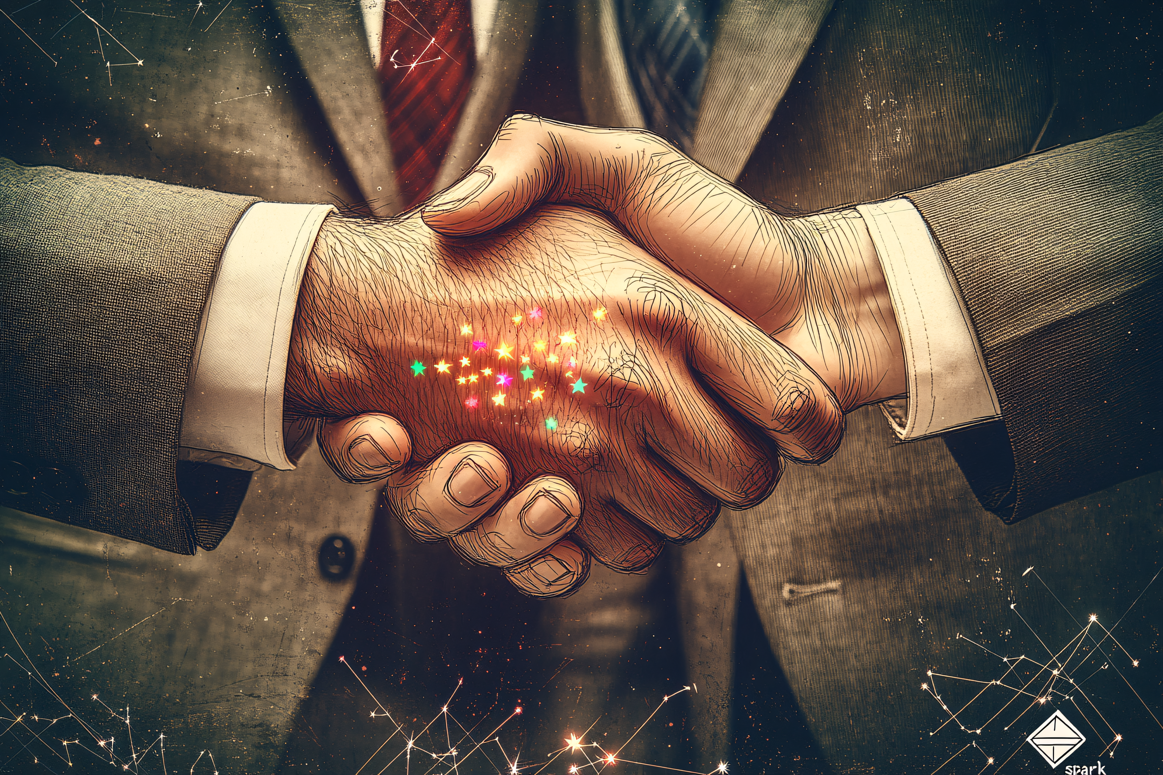 Handshake Deal With Sparkle Stars