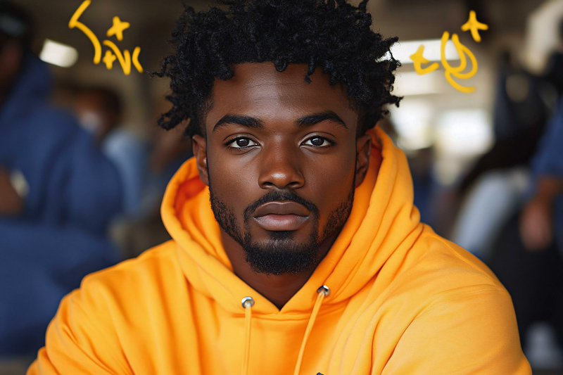 Handsome Man in Orange Hoodie