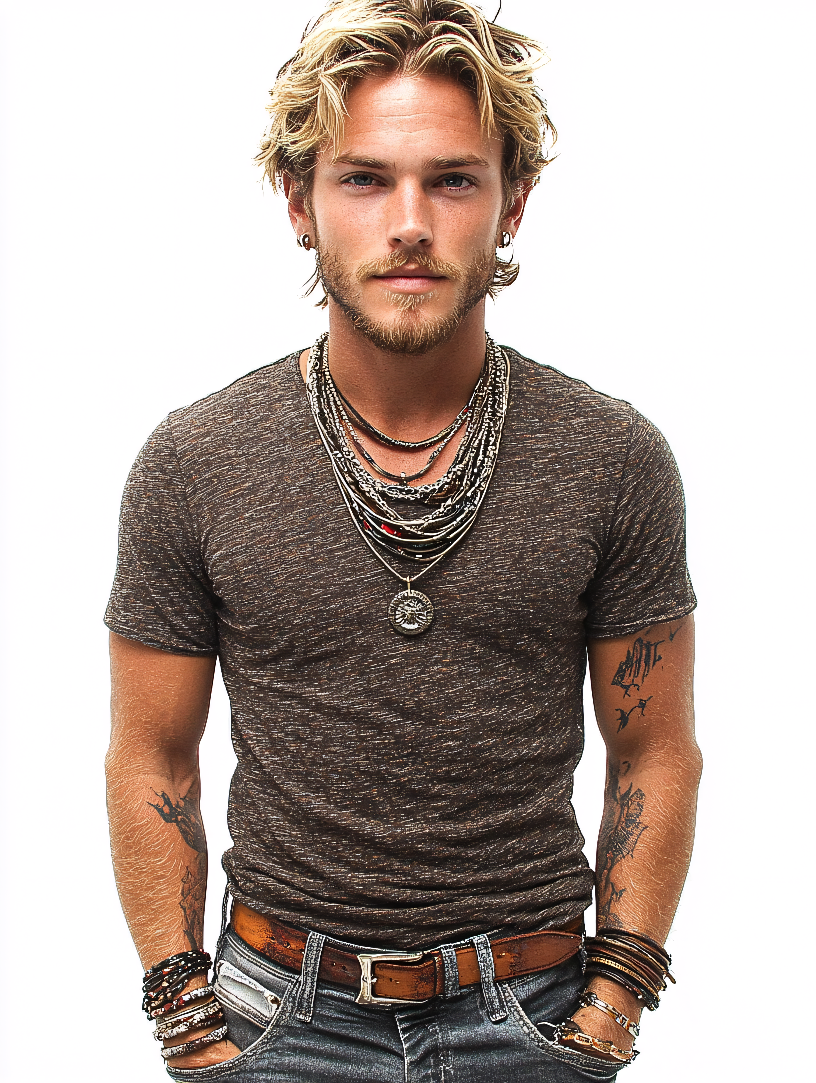 Handsome Man with Jewelry and Tattoos