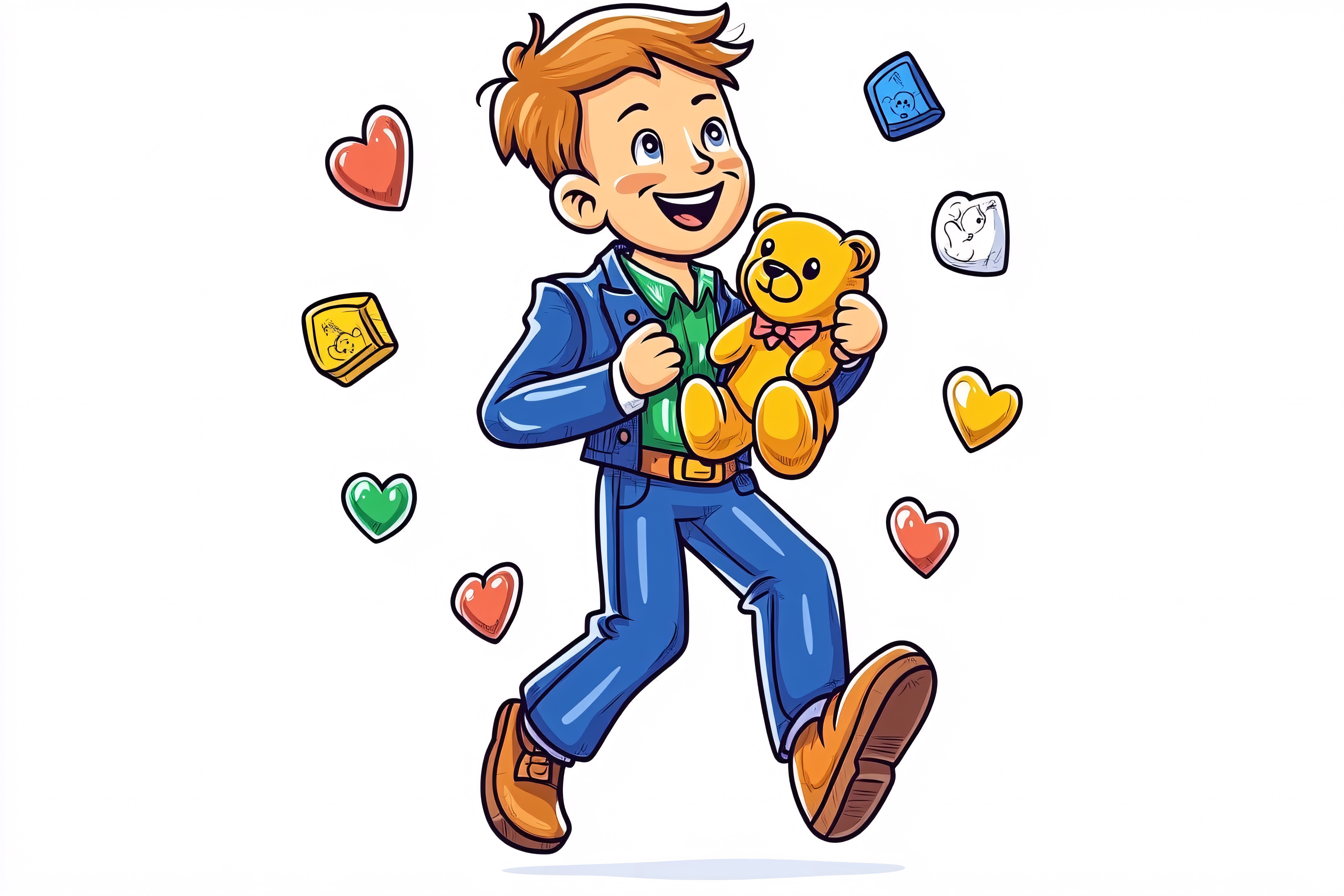 Happy Boy with Teddy Bear