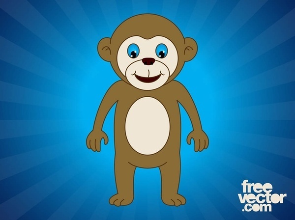 Happy Cartoon Monkey Free Vector