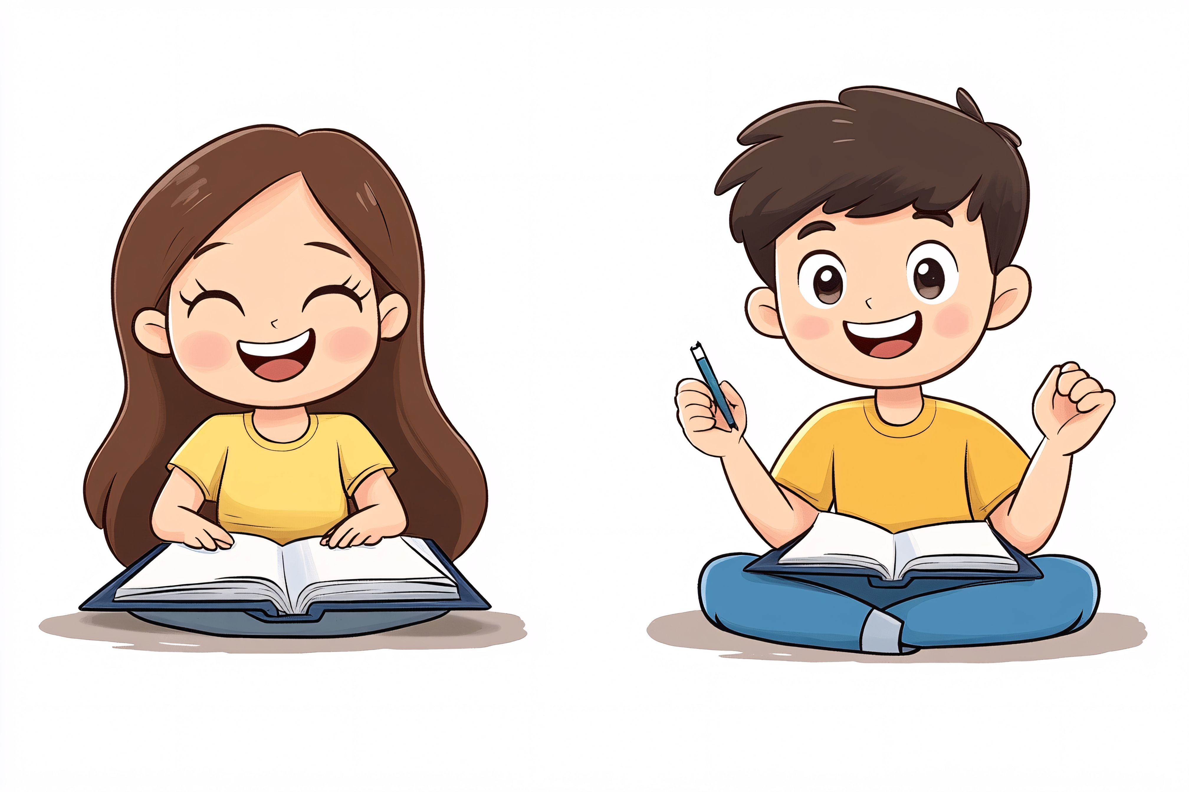 Happy Children Reading Books