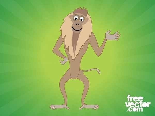 Happy Monkey Cartoon Character Free Vector
