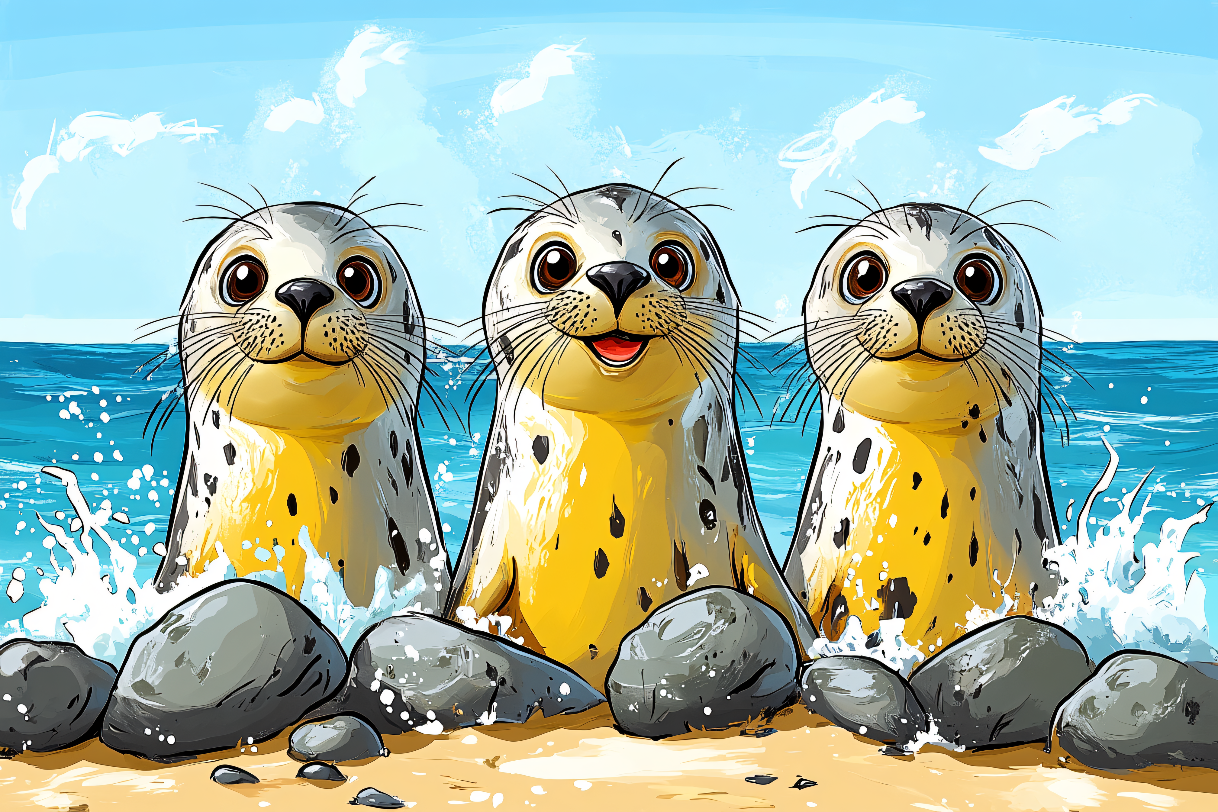 Happy Seals at the Beach