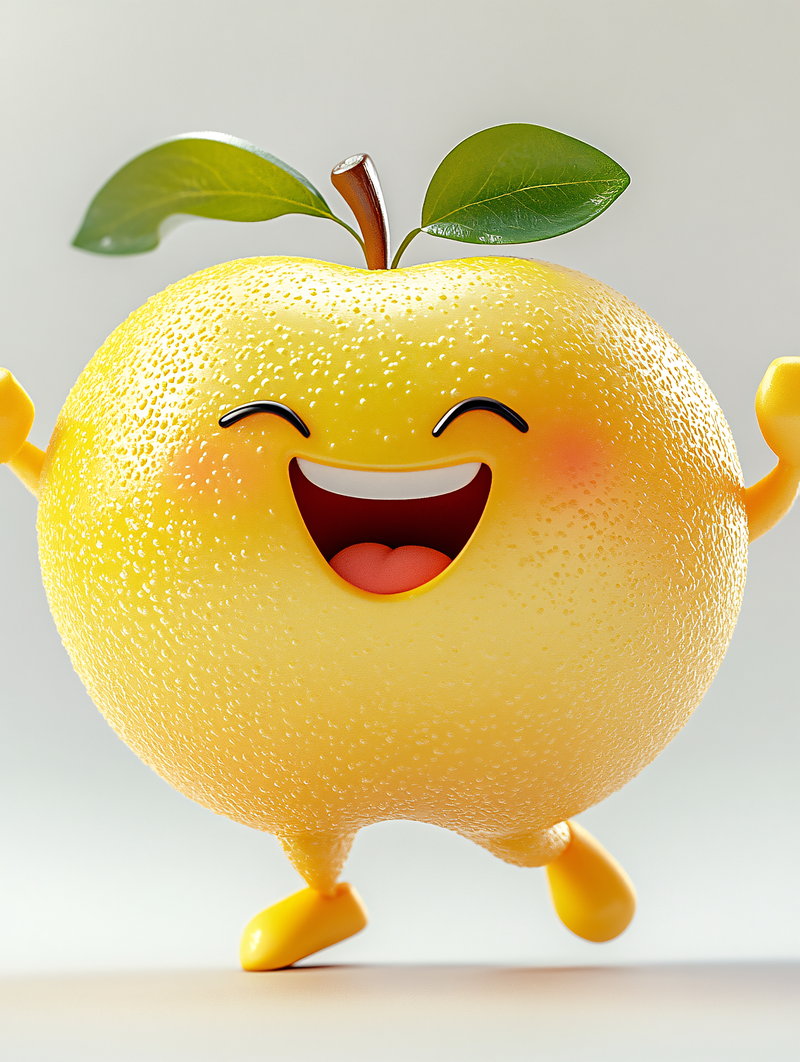 Happy Yellow Apple Character