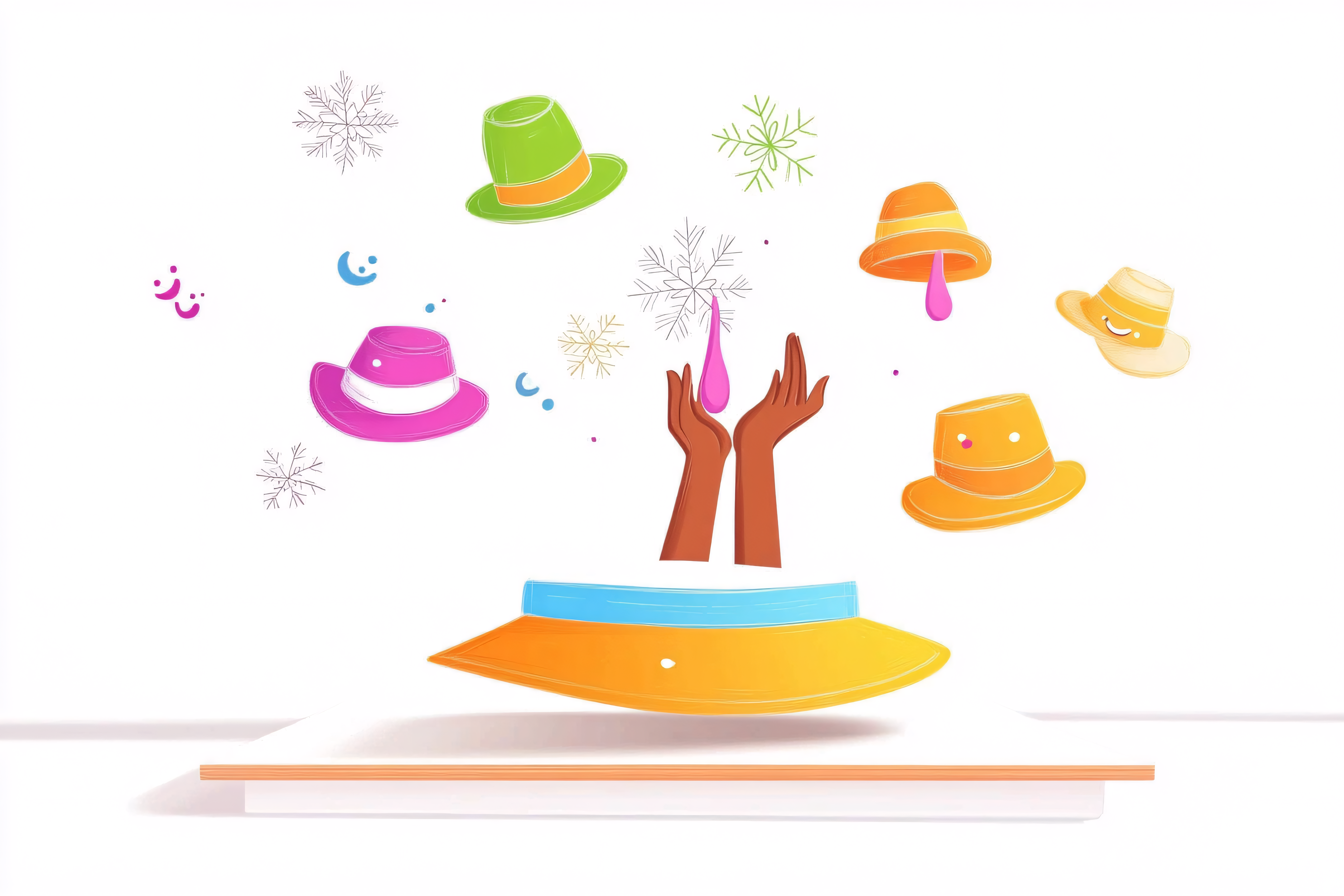 Hats and Snowflake Illustration
