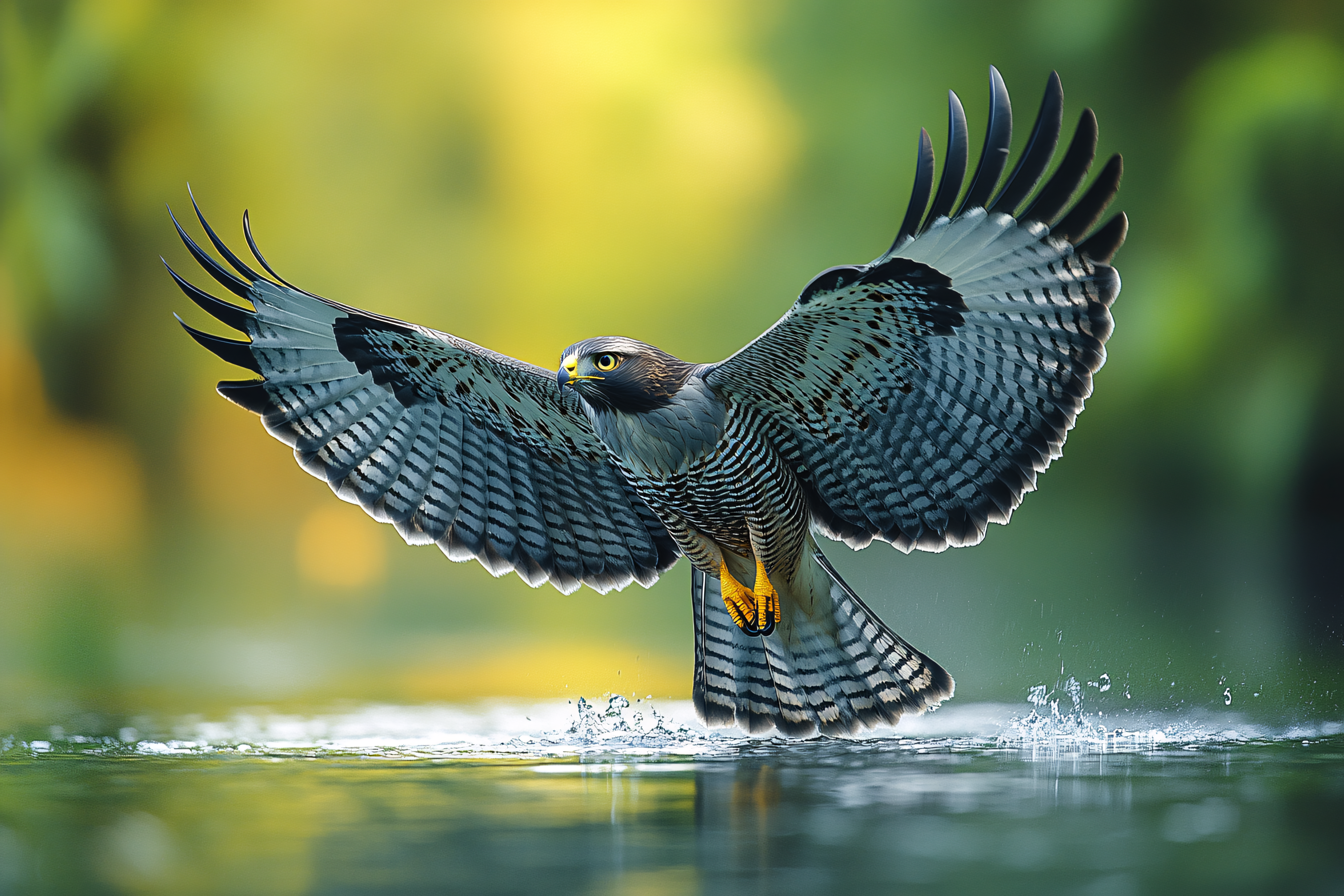 Hawk Landing On Water