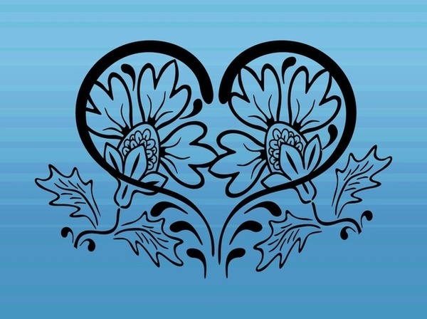 Heart and Flowers Free Vector