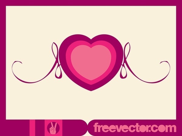 Heart and Scrolls Free Vector
