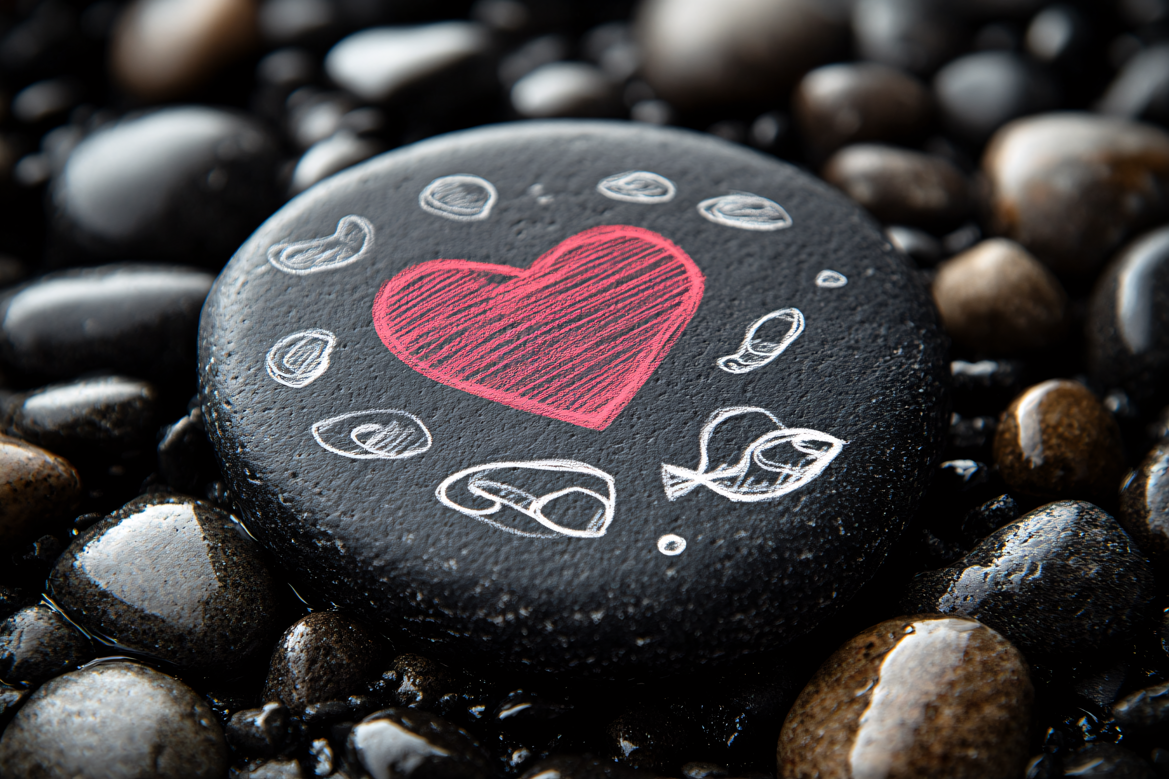 Heart Drawn on Pebble