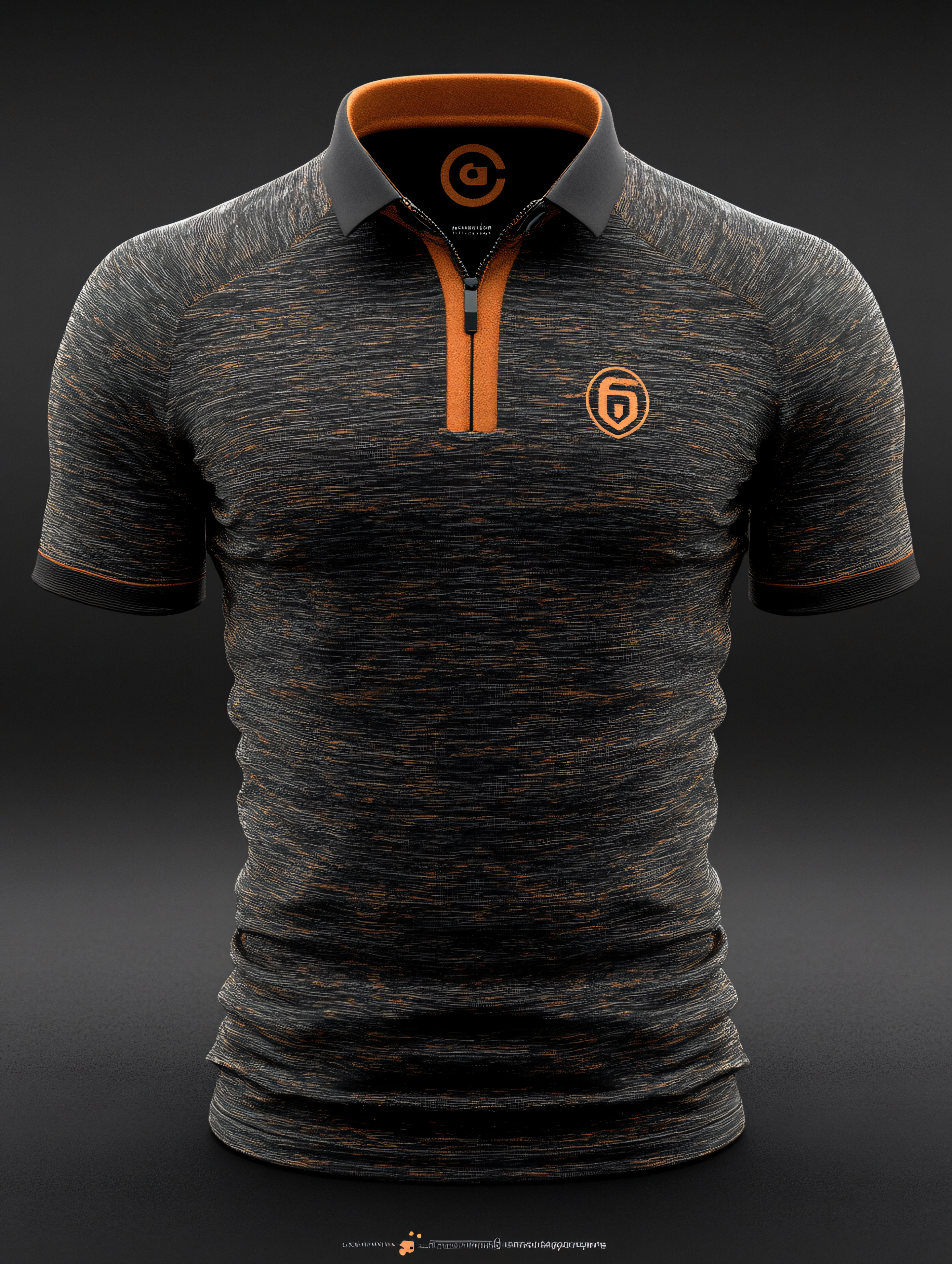 Heathered Zippered Polo Shirt Mockup