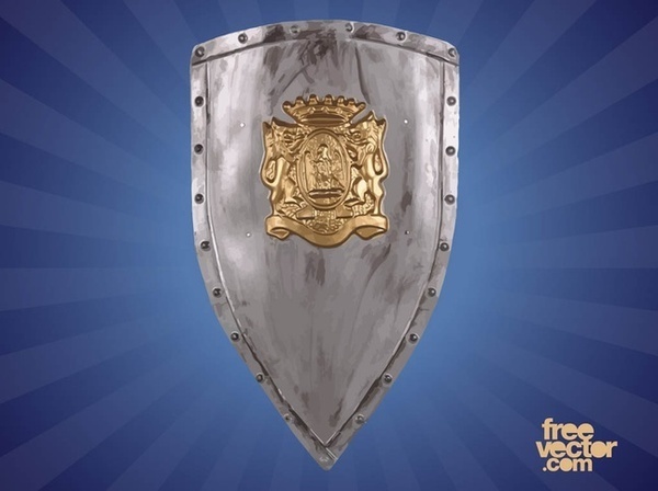 Heraldic Shield With Lions Free Vector