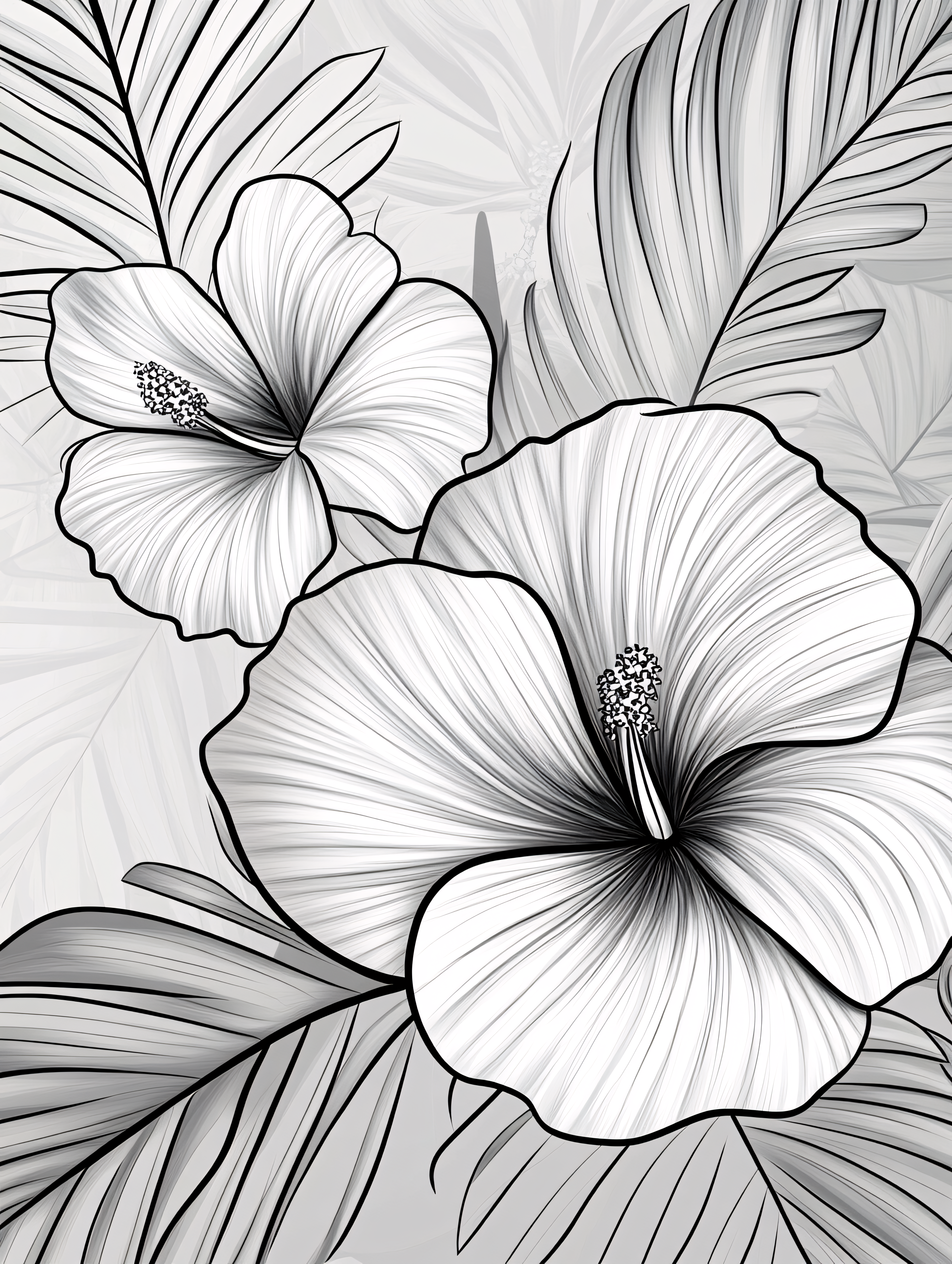 Hibiscus and Leaf Illustration