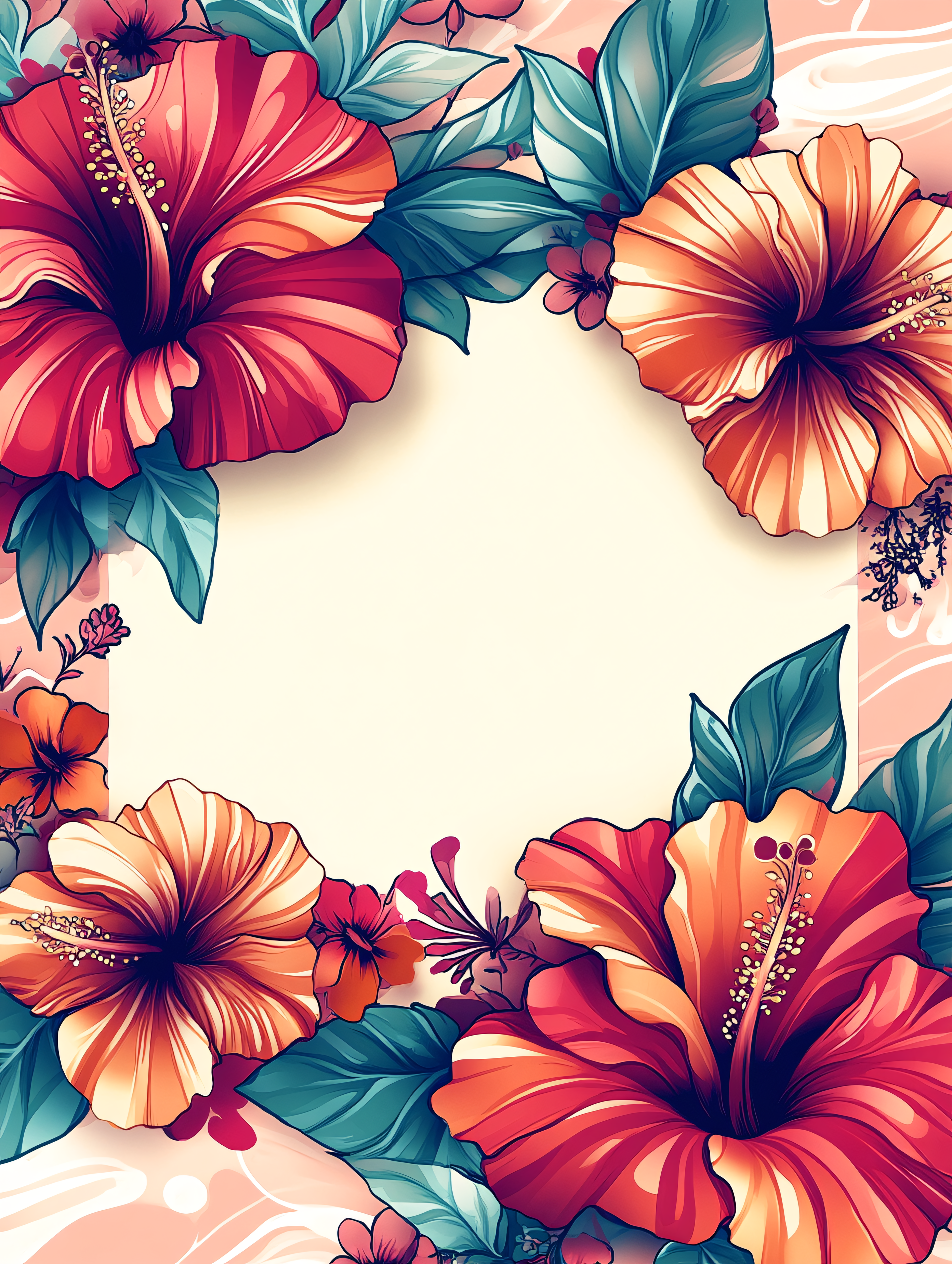 Hibiscus Floral Frame