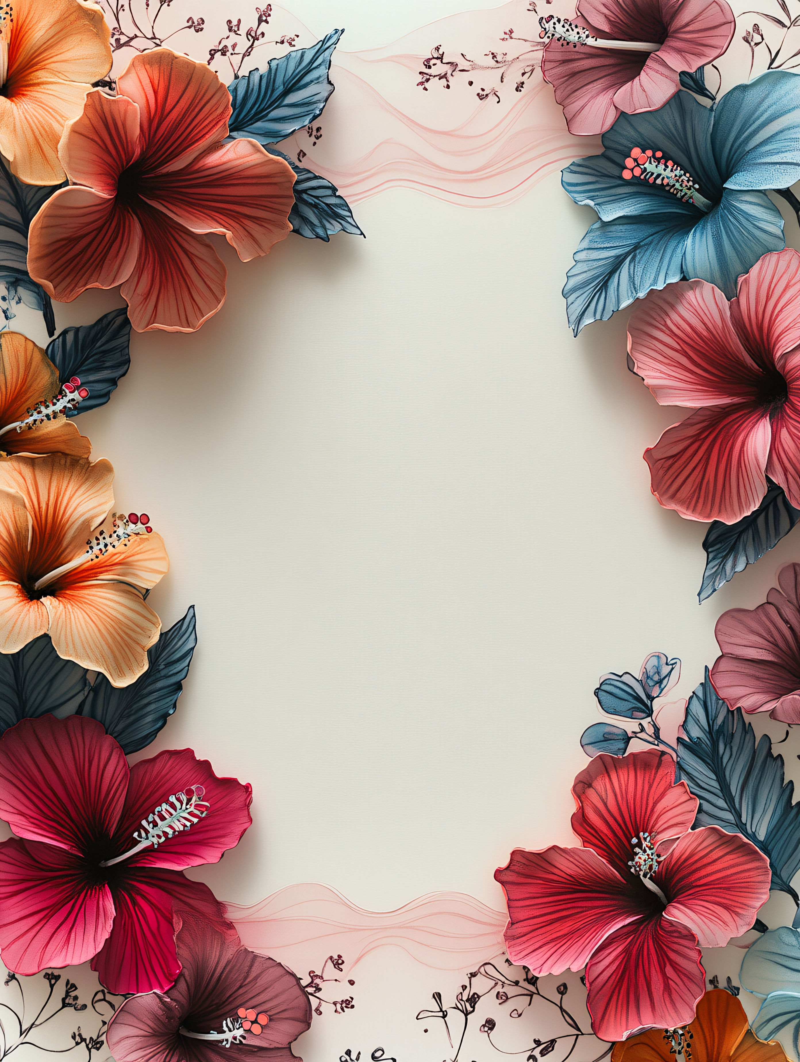 Hibiscus Flowers Border